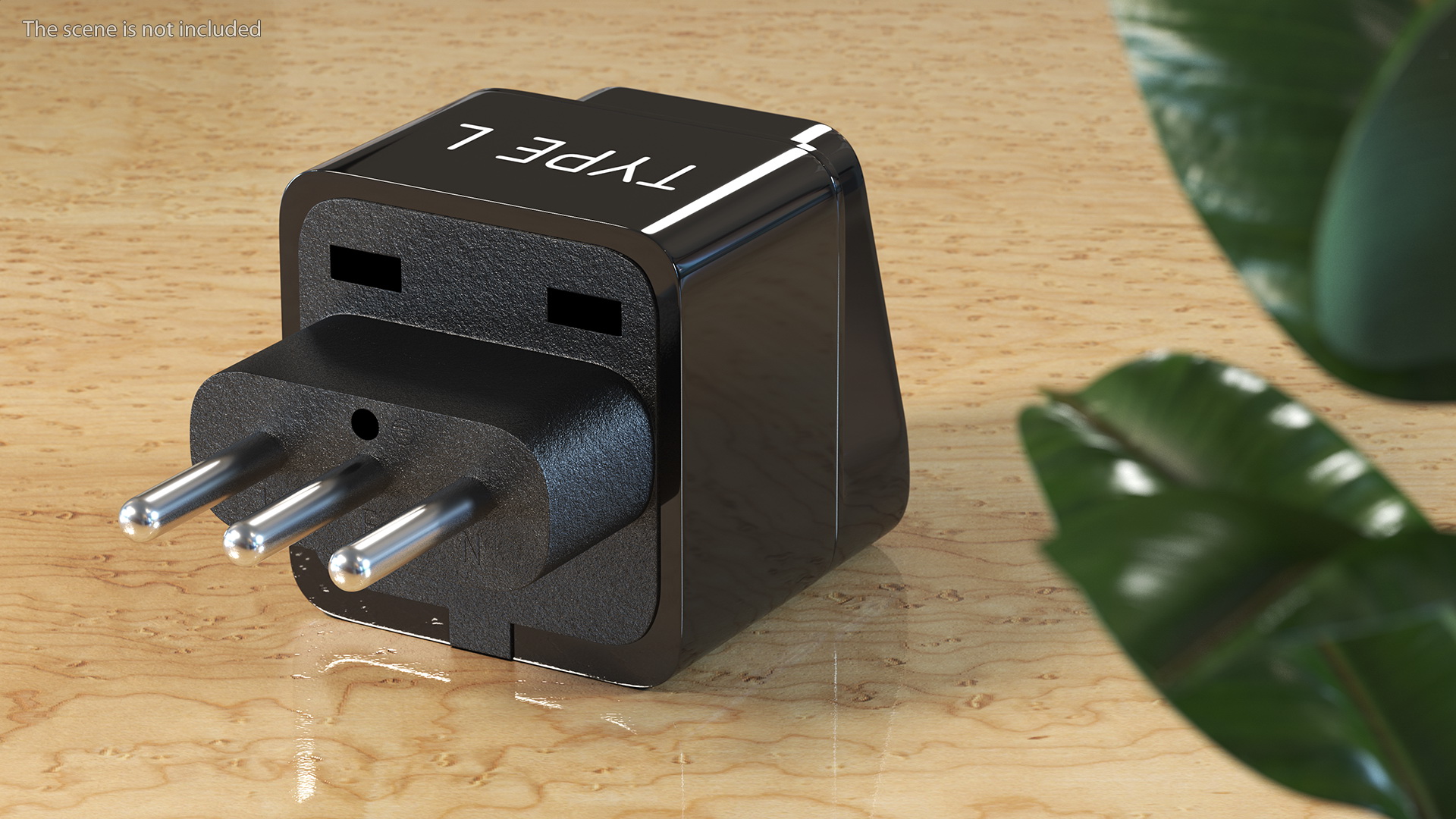 3D model Type L Universal Plug Adapter Black