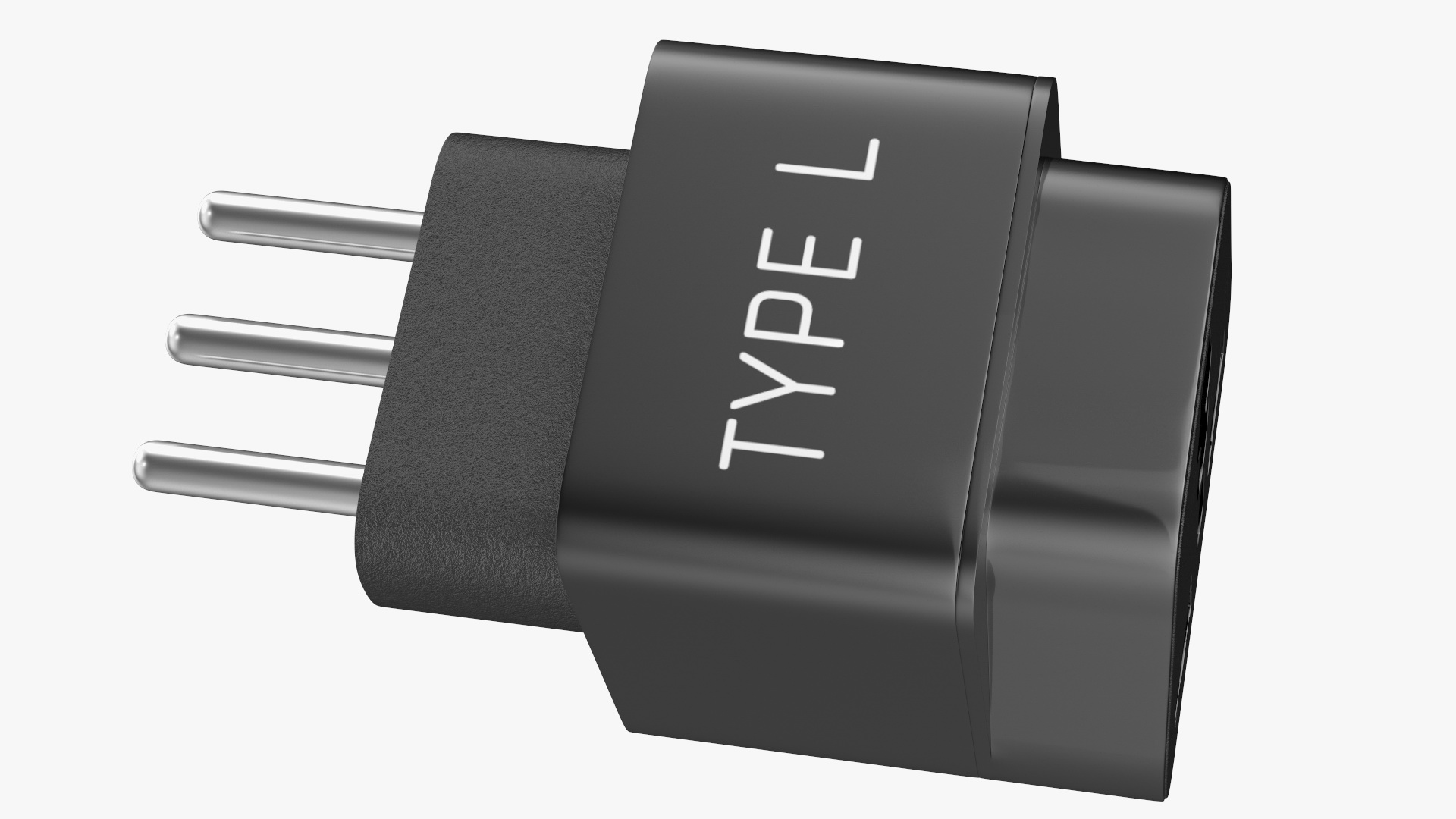 3D model Type L Universal Plug Adapter Black