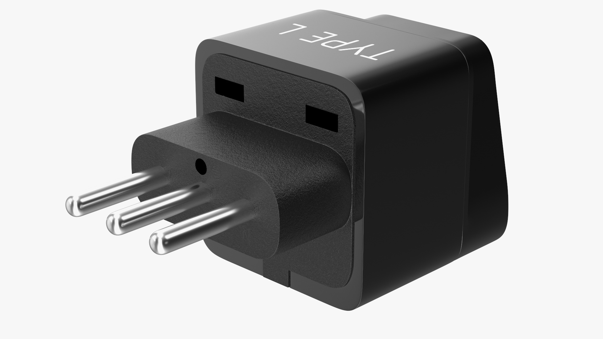 3D model Type L Universal Plug Adapter Black