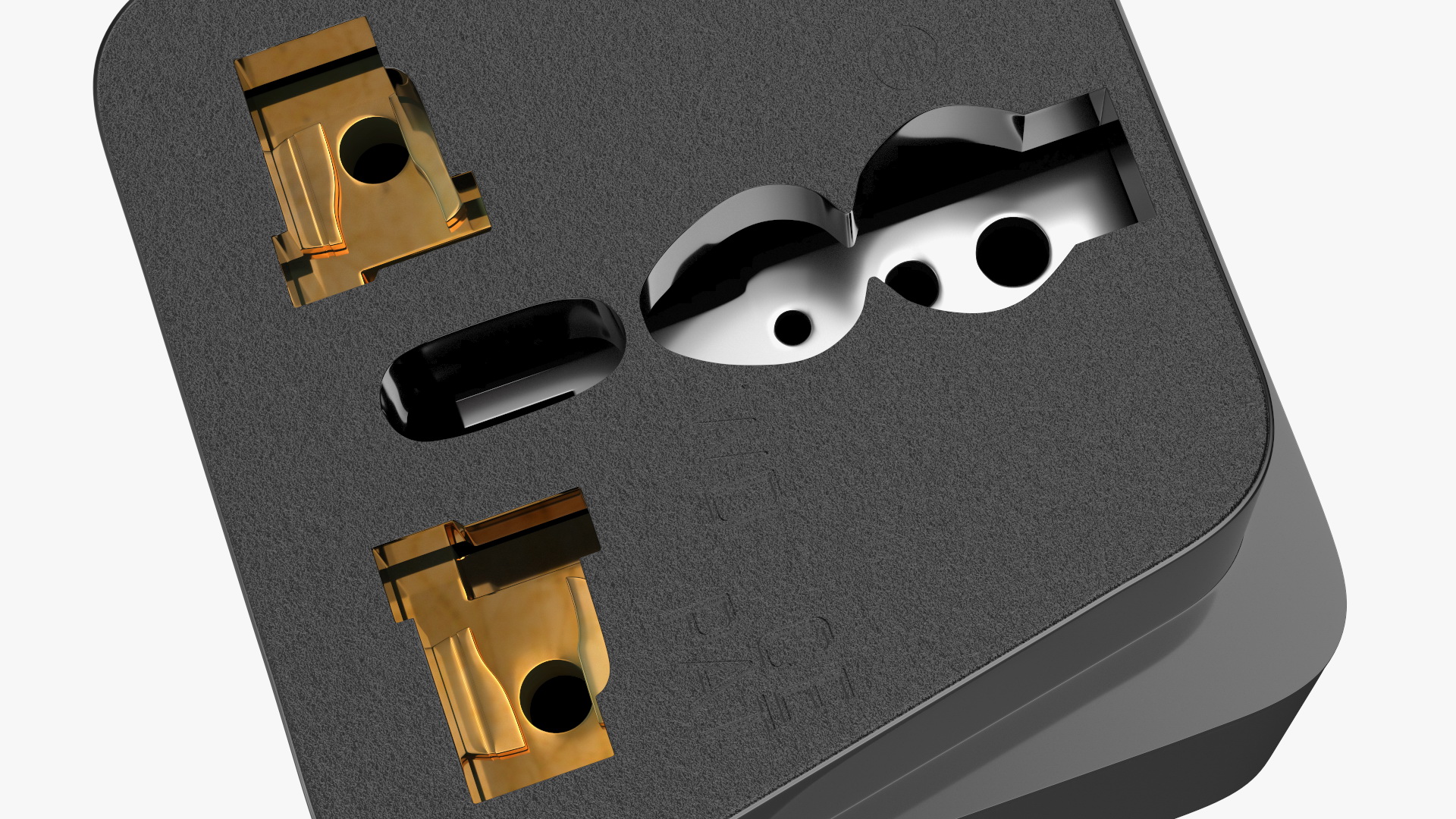 3D model Type L Universal Plug Adapter Black