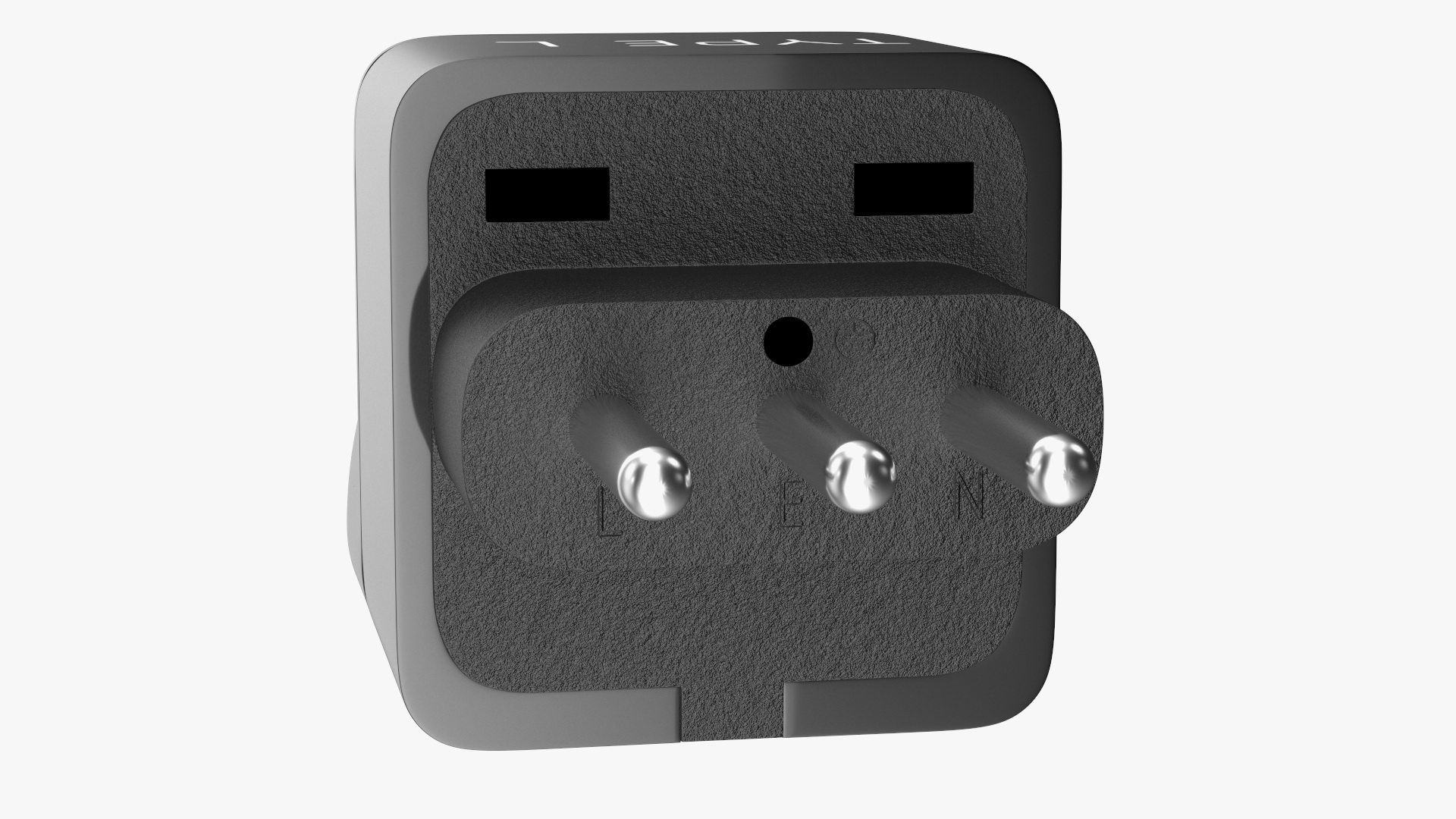3D model Type L Universal Plug Adapter Black