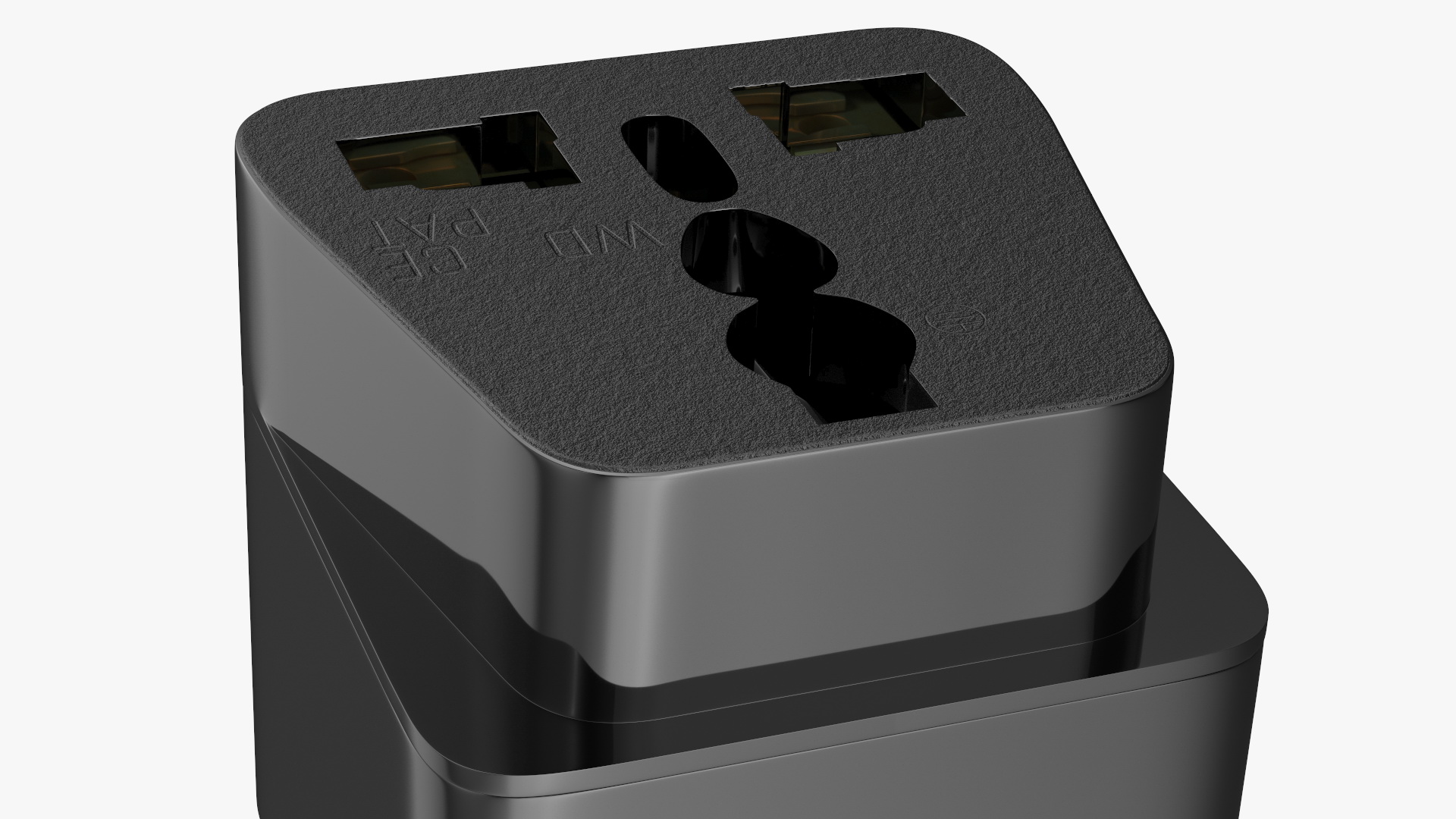 3D model Type L Universal Plug Adapter Black
