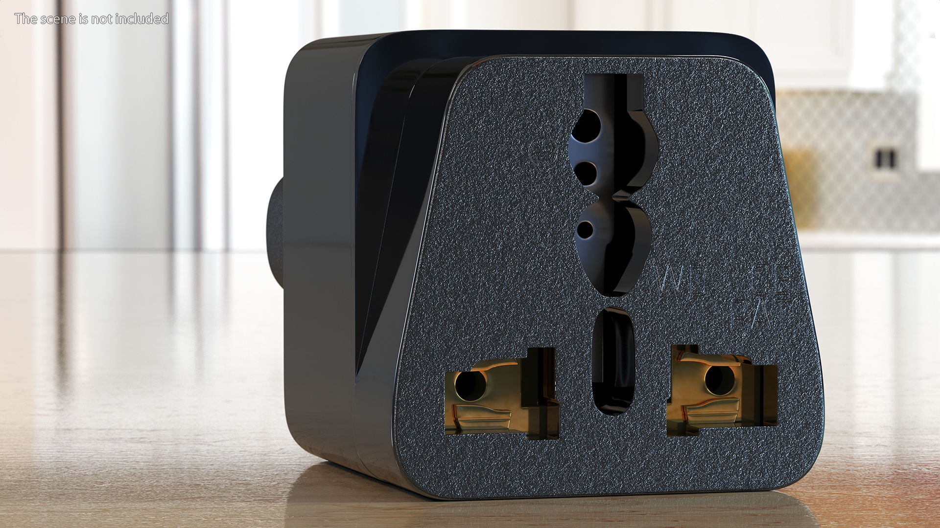 3D model Type L Universal Plug Adapter Black