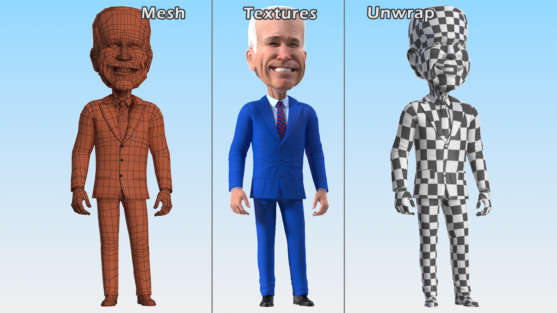 3D model Cartoon Joe Biden Smiling