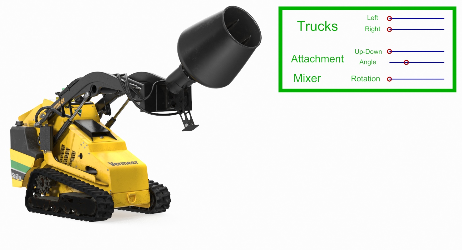 3D Vermeer S450TX Skid Steer Loader Mixer Dirty Rigged