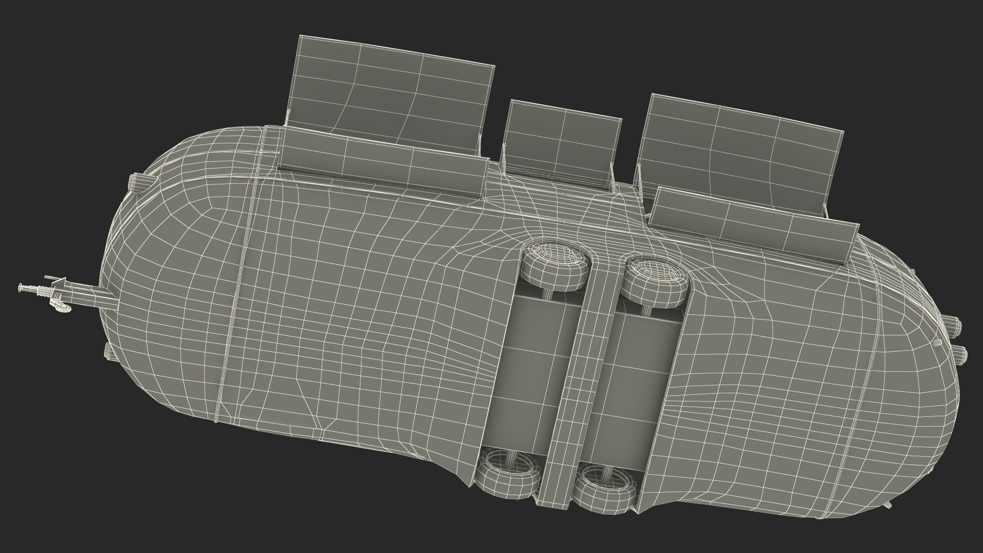 3D model Round Food Trailer Blue Rigged