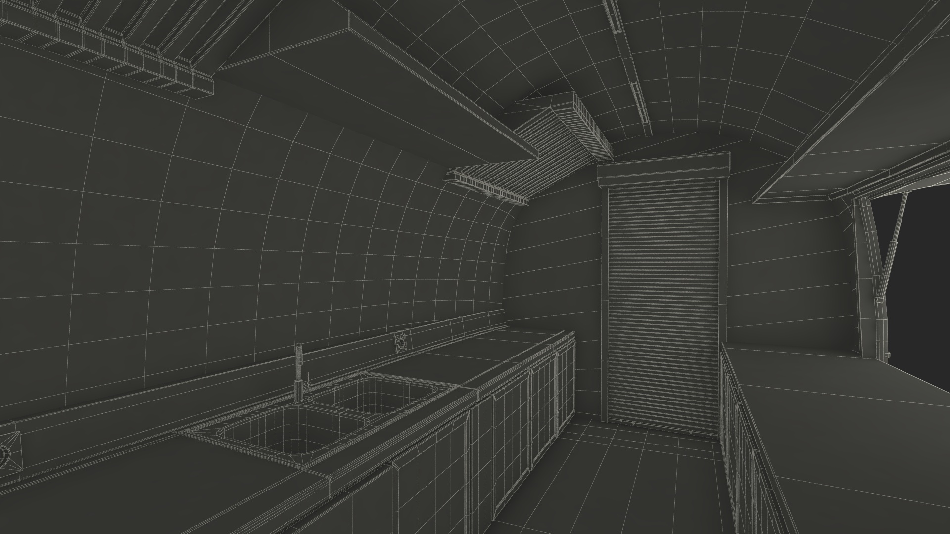 3D model Round Food Trailer Blue Rigged