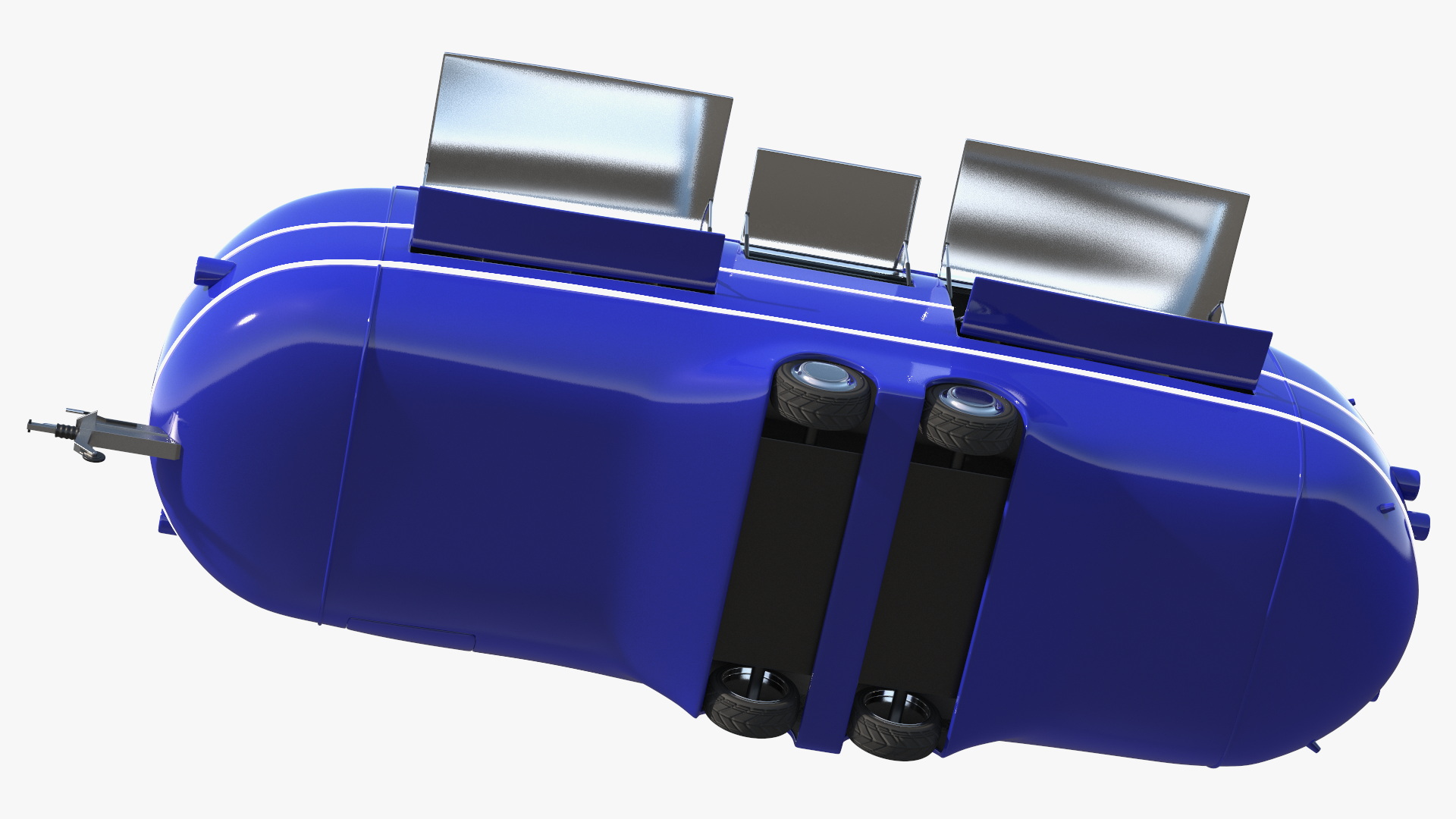 3D model Round Food Trailer Blue Rigged