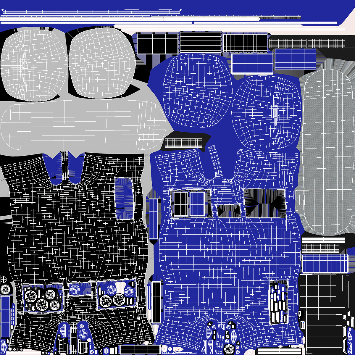 3D model Round Food Trailer Blue Rigged