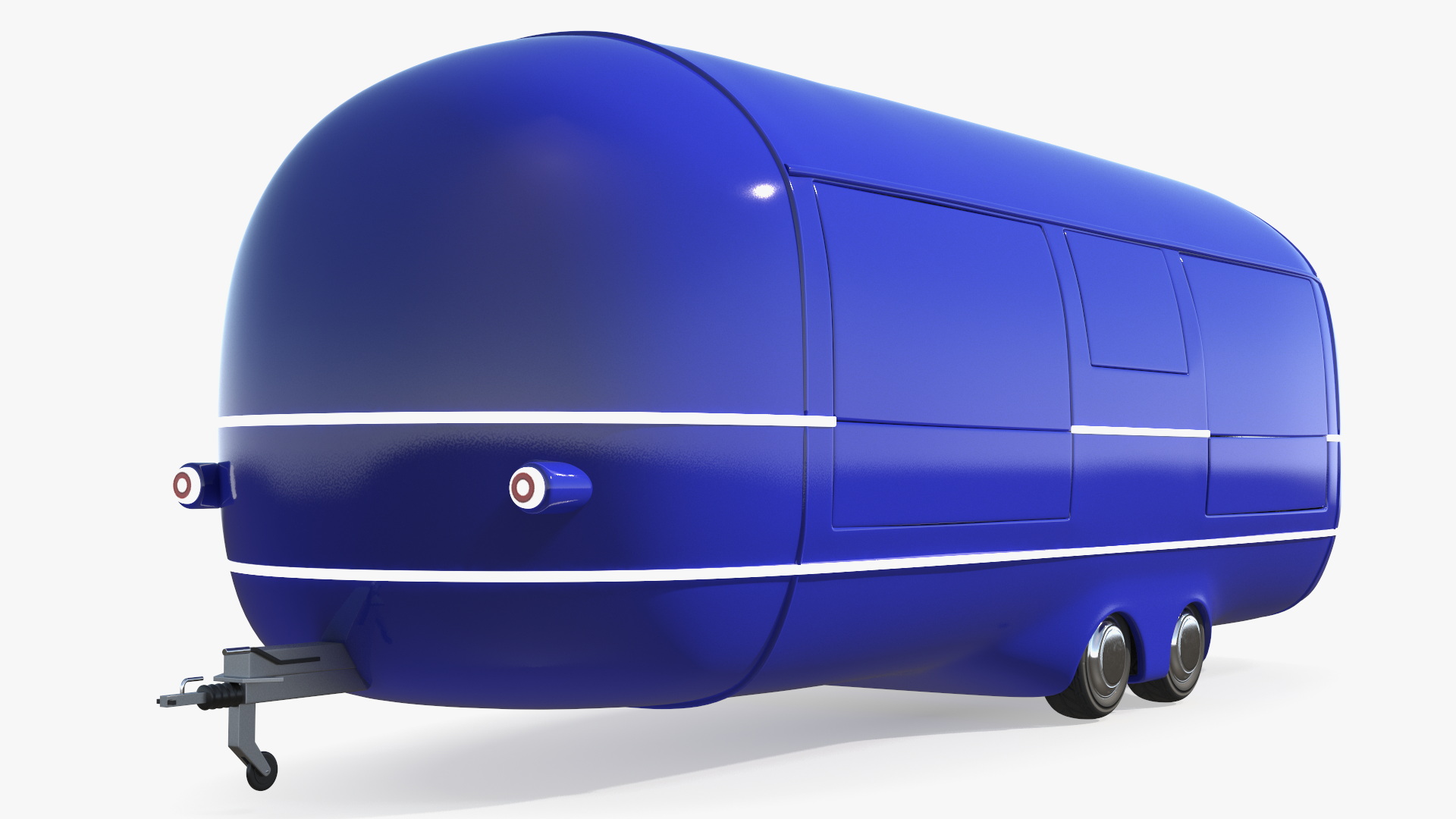 3D model Round Food Trailer Blue Rigged