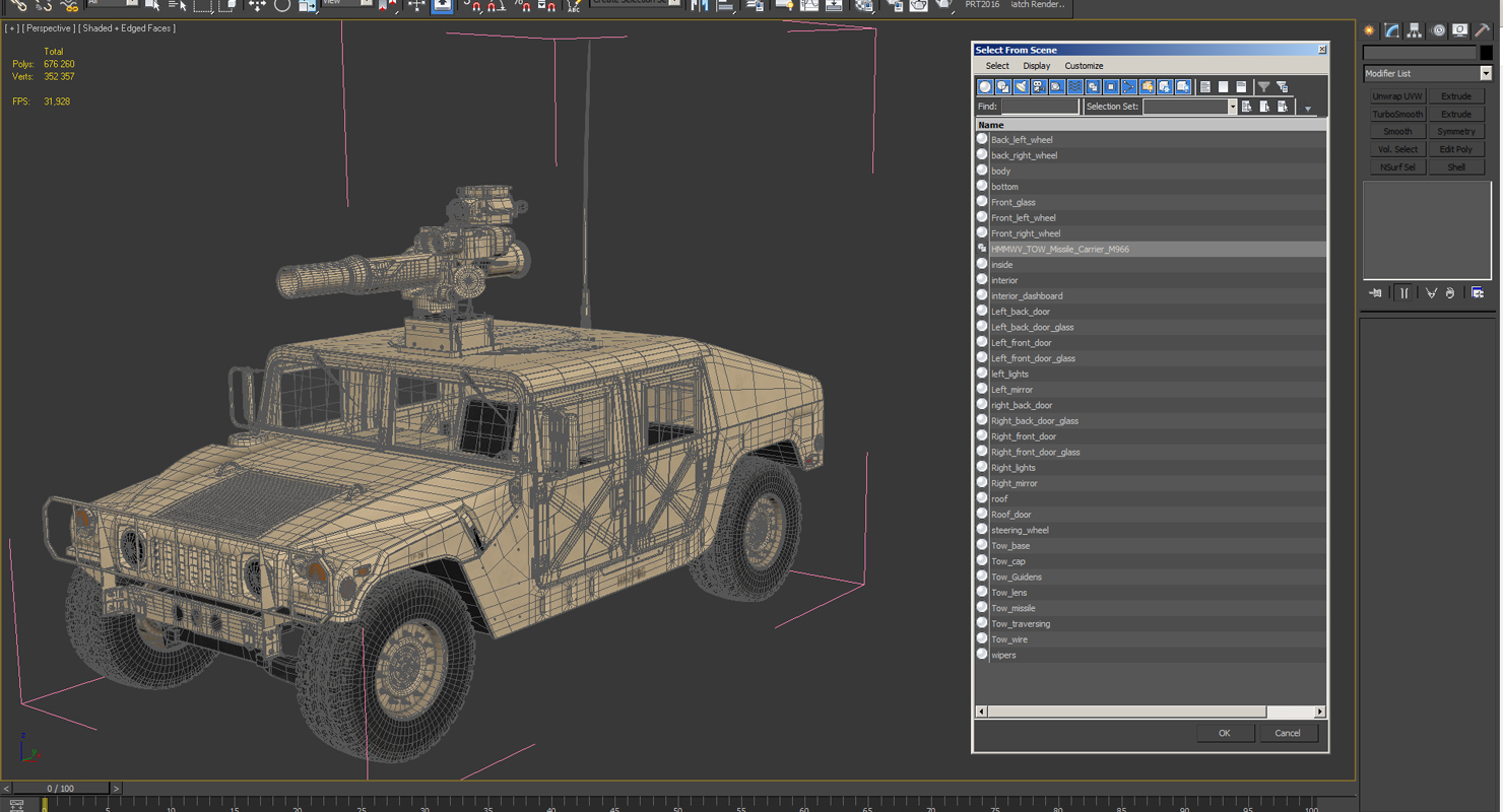 3D HMMWV TOW Missile Carrier M966 Desert Simple Interior model