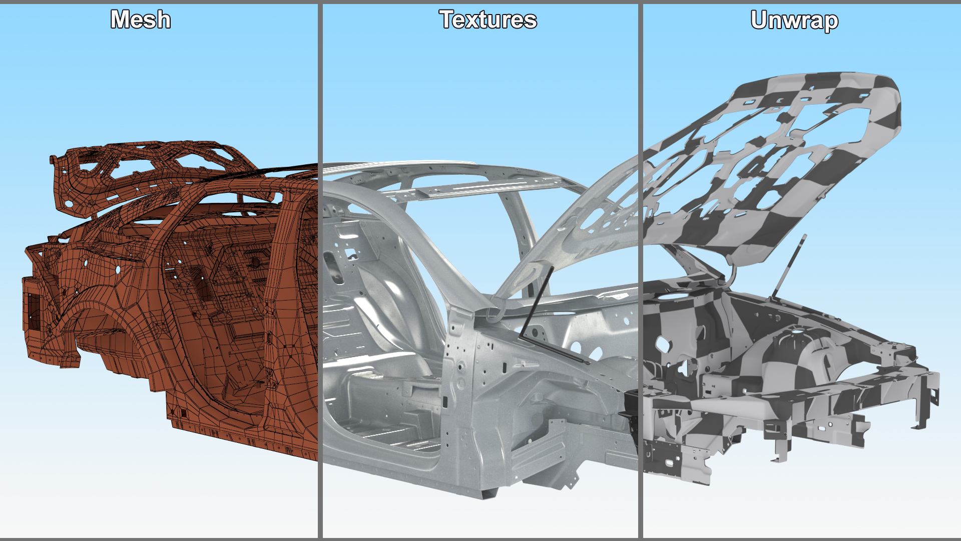 3D Car Frame Rigged