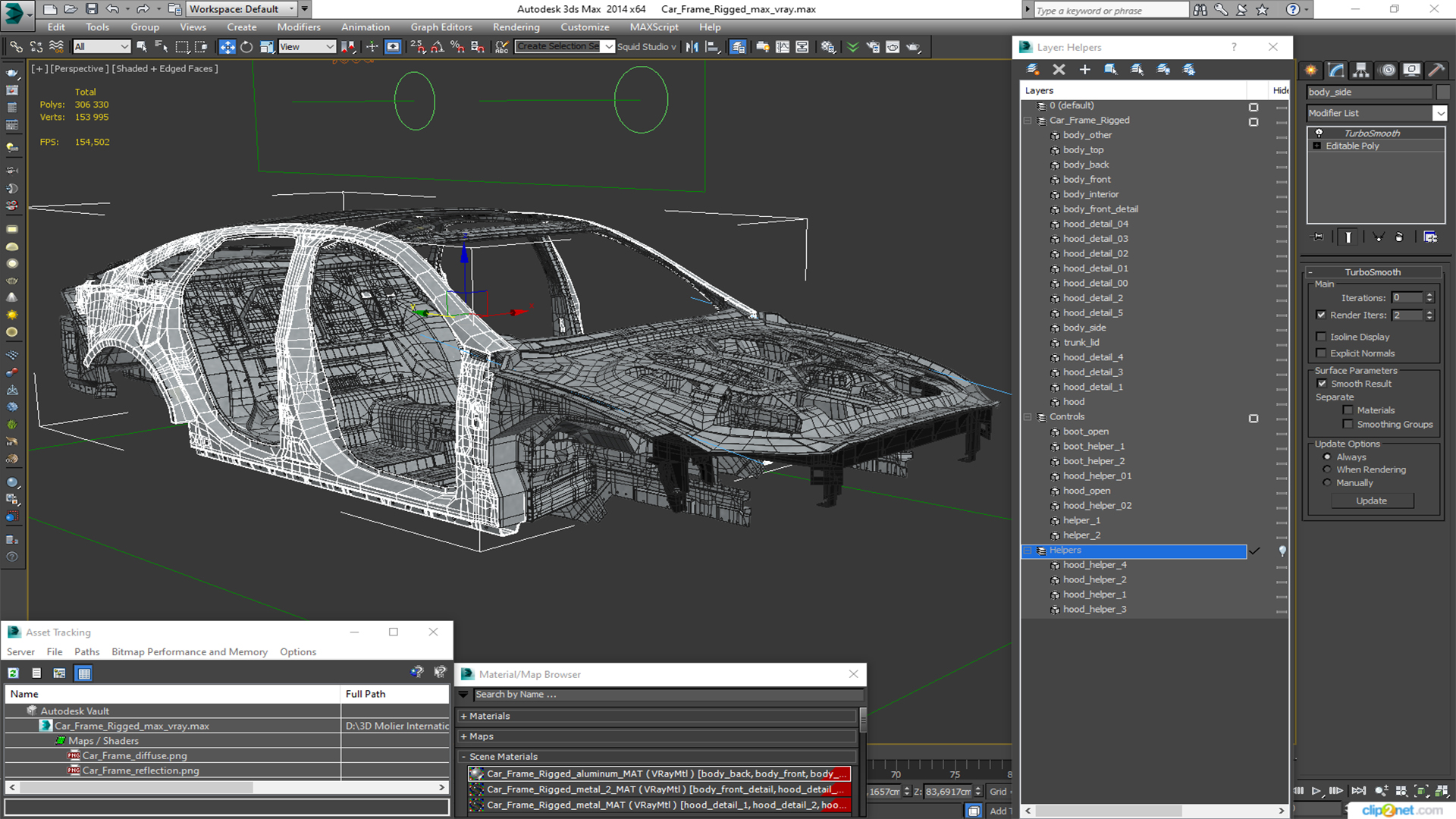 3D Car Frame Rigged