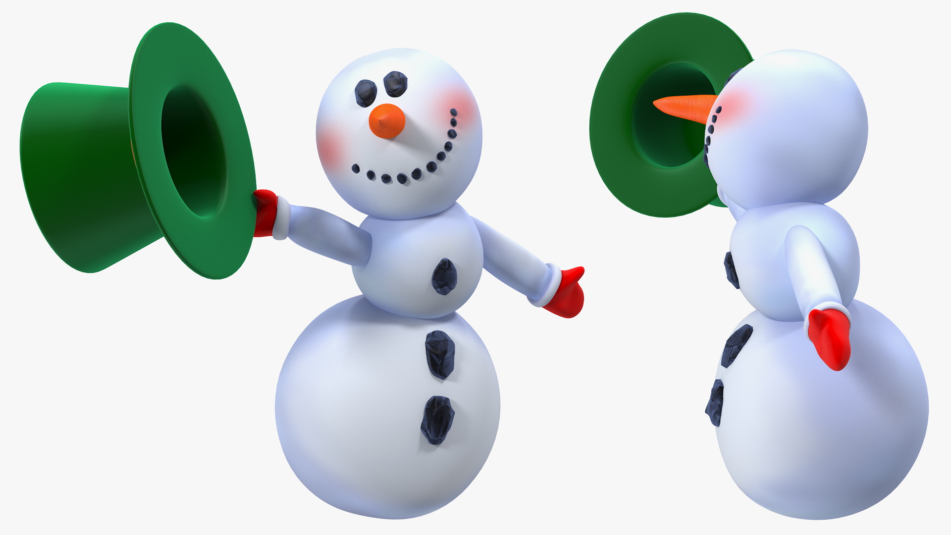 Greeting Cartoon Snowman 3D model