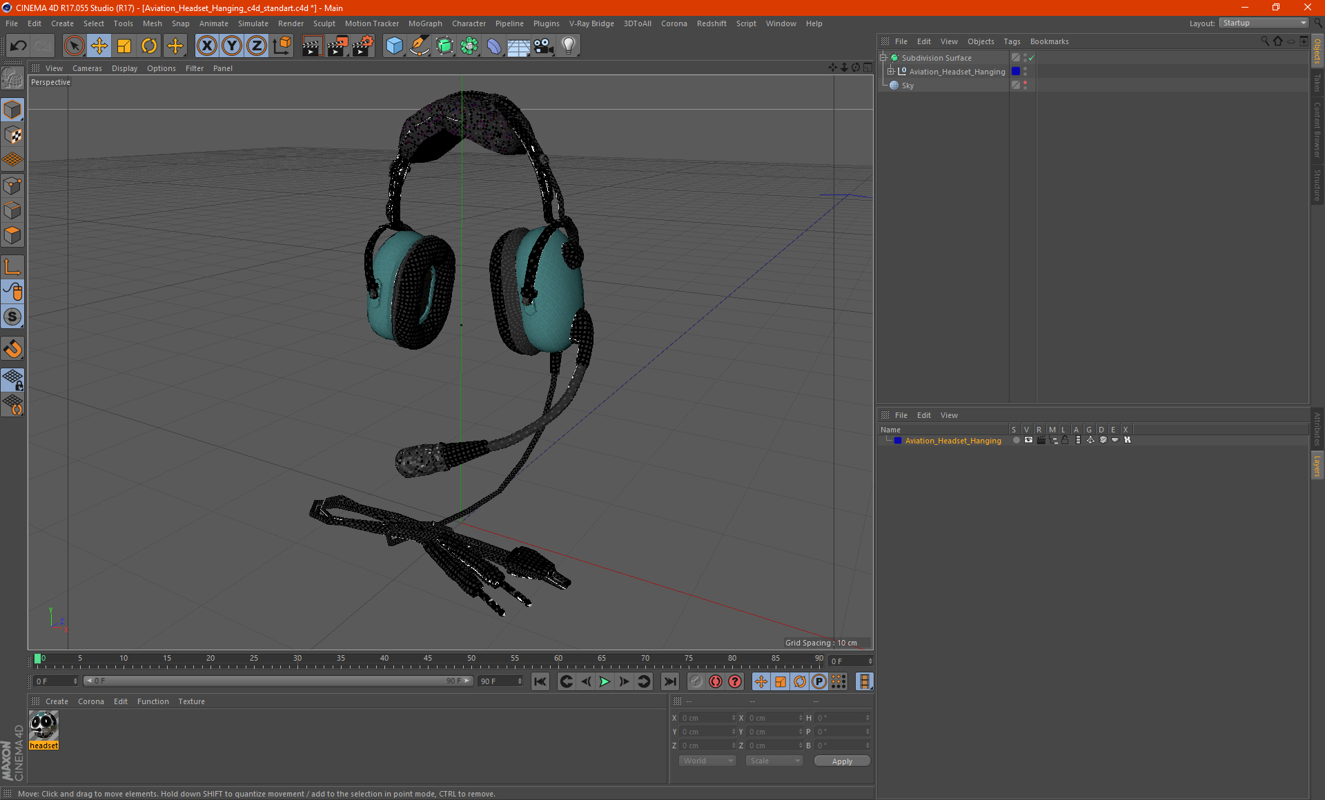 Aviation Headset Hanging 3D model