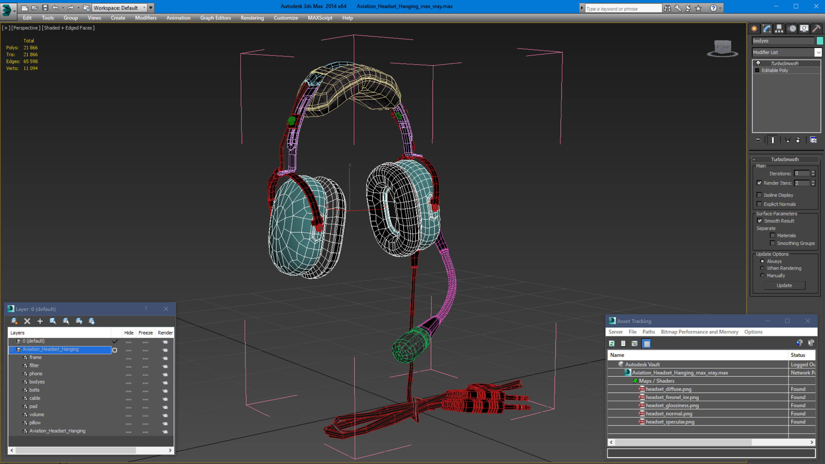 Aviation Headset Hanging 3D model