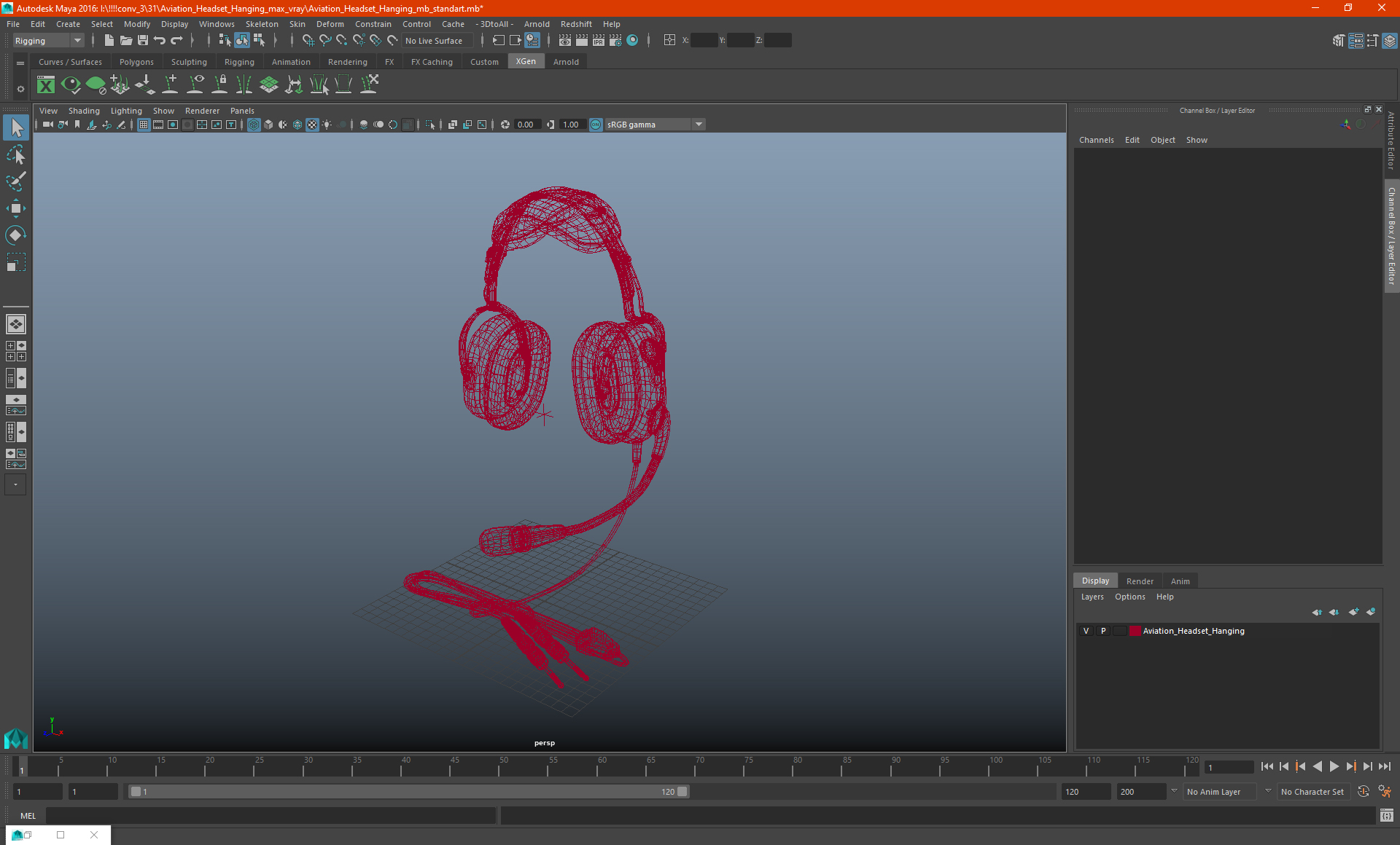 Aviation Headset Hanging 3D model