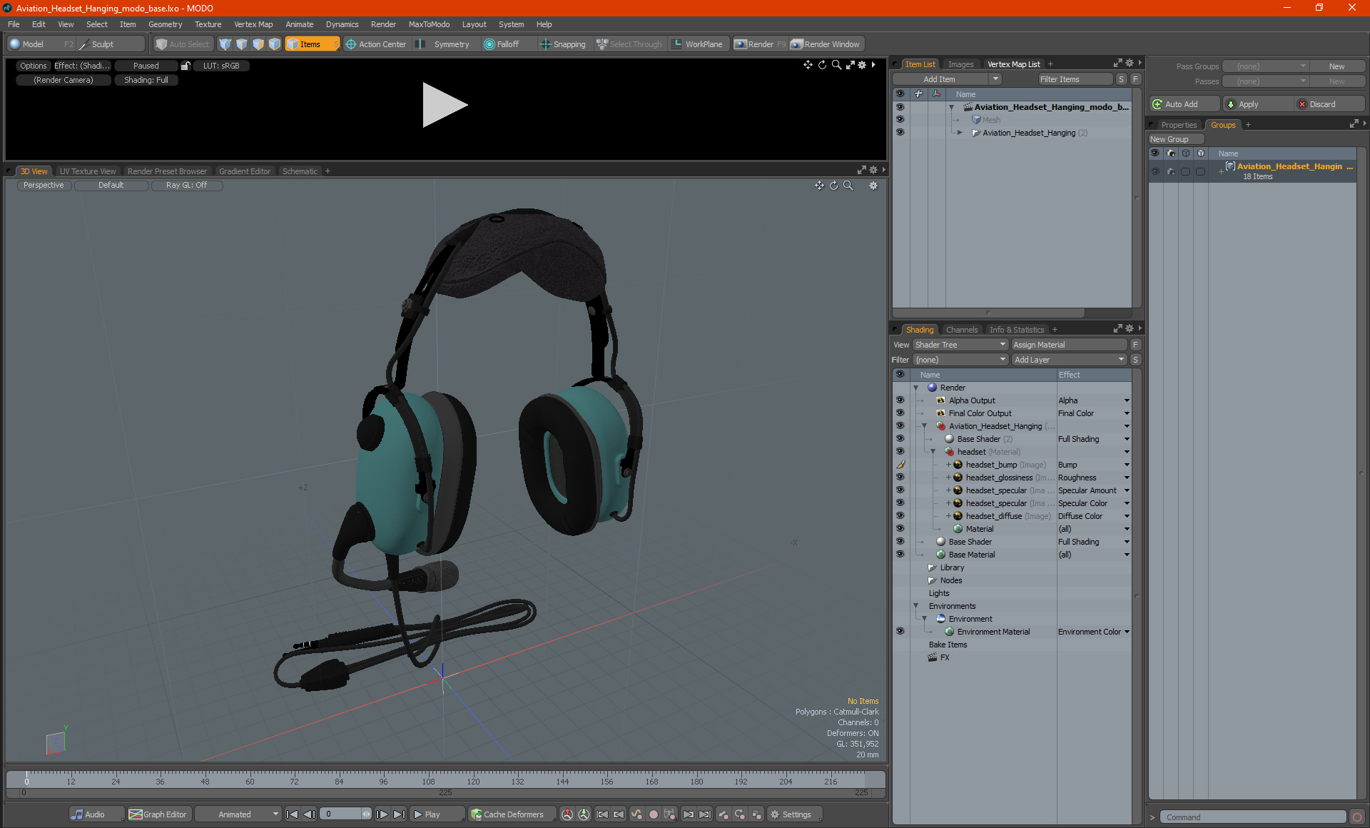 Aviation Headset Hanging 3D model