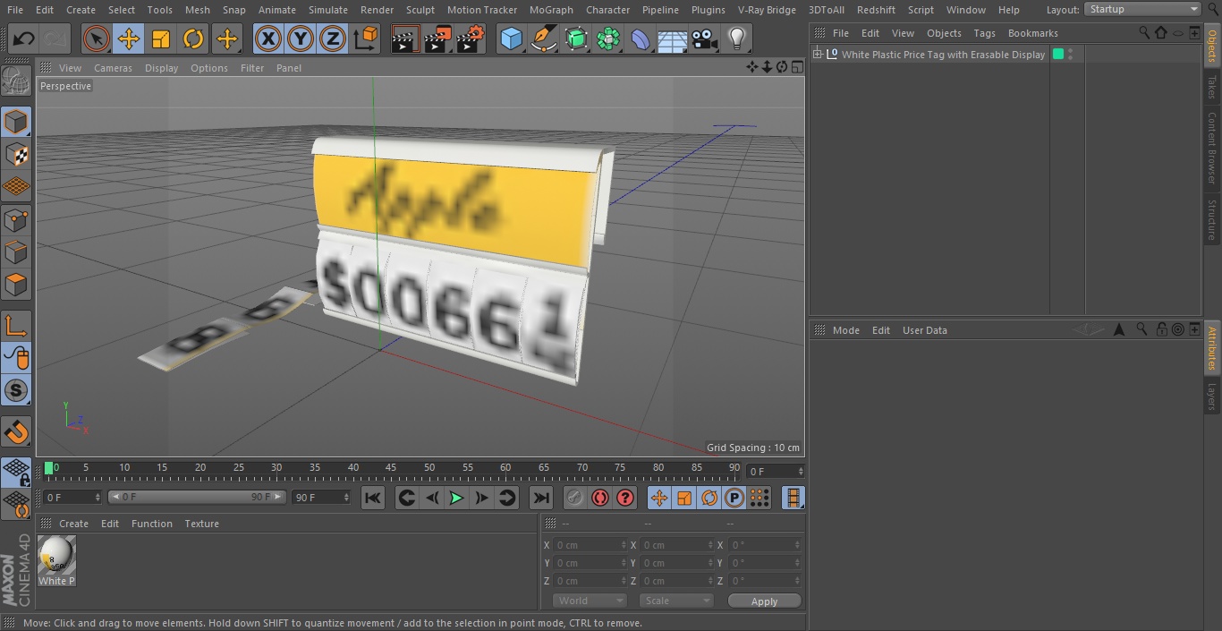 3D model White Plastic Price Tag with Erasable Display