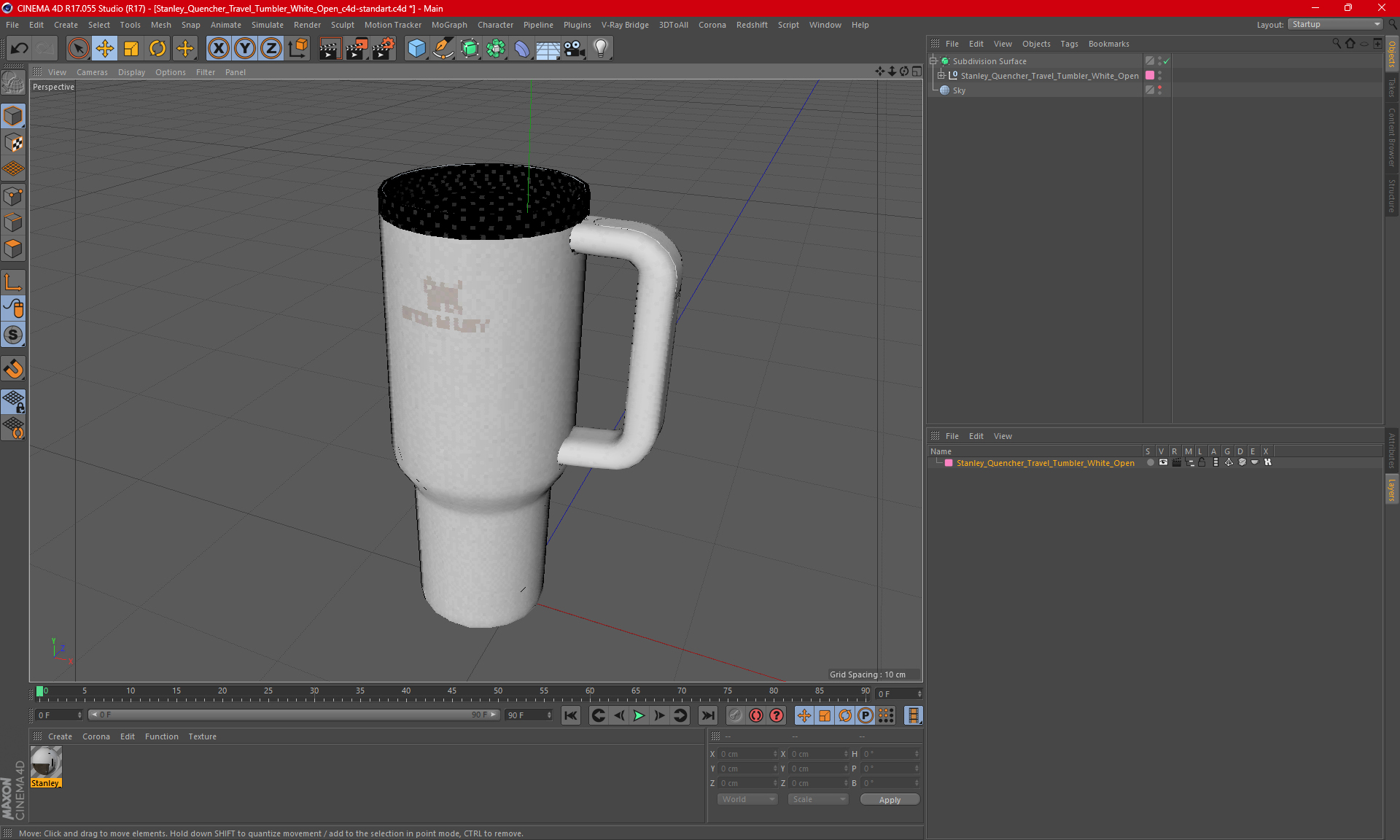 Stanley Quencher Travel Tumbler White Open 3D