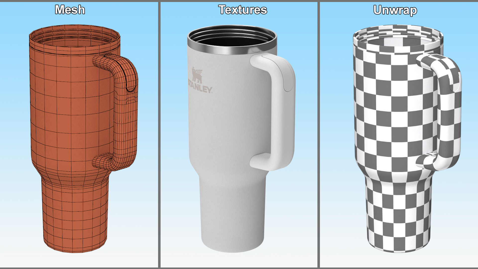 Stanley Quencher Travel Tumbler White Open 3D