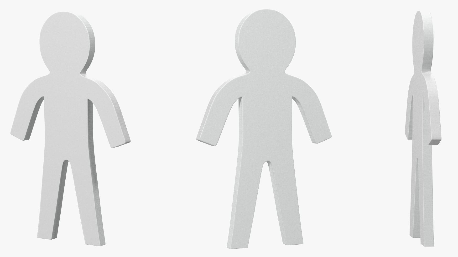 3D Plastic Stickman Standart Pose White
