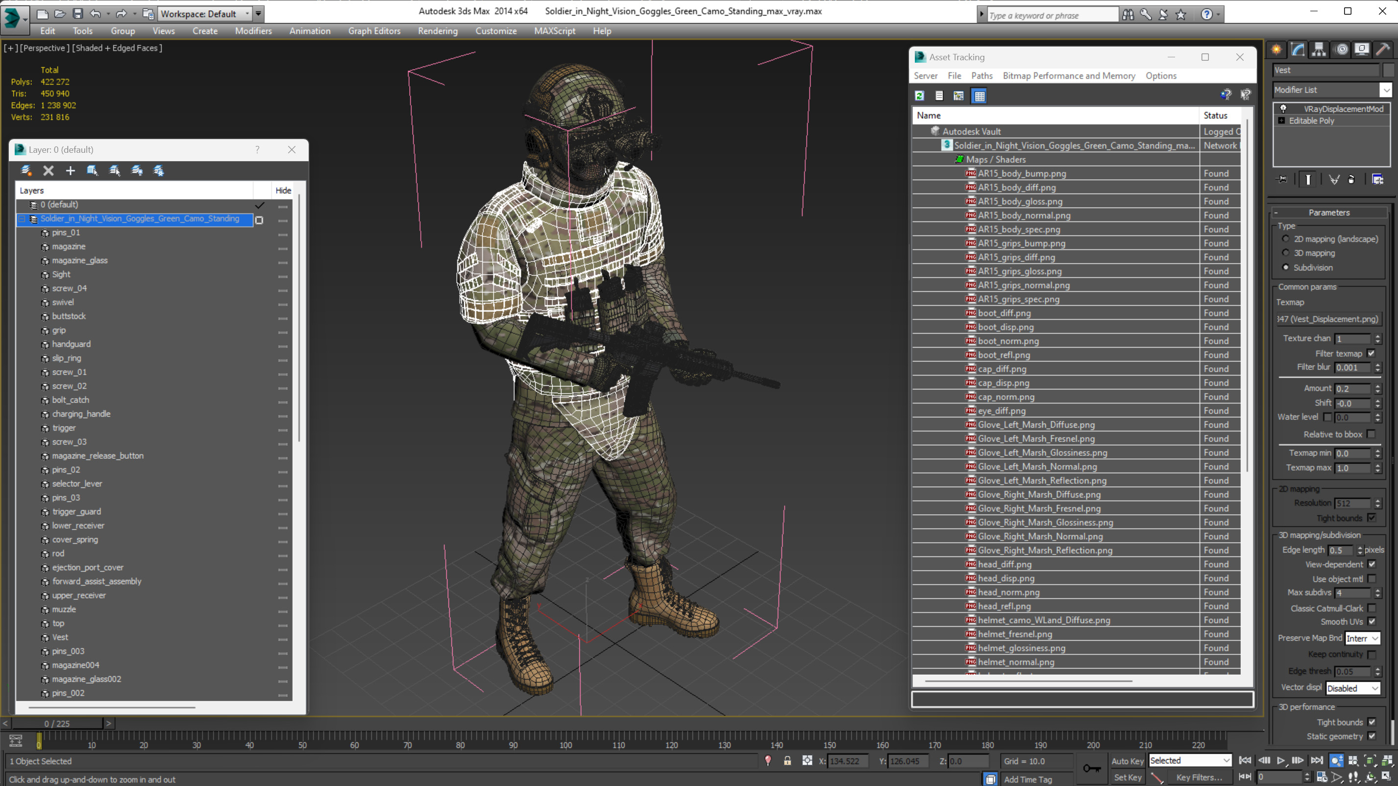 3D Soldier in Night Vision Goggles Green Camo Standing