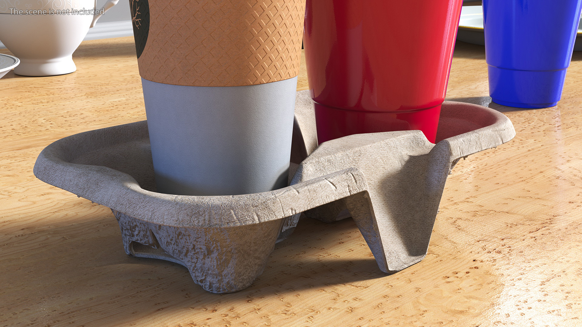 Cardboard Two Cup Holder 3D model