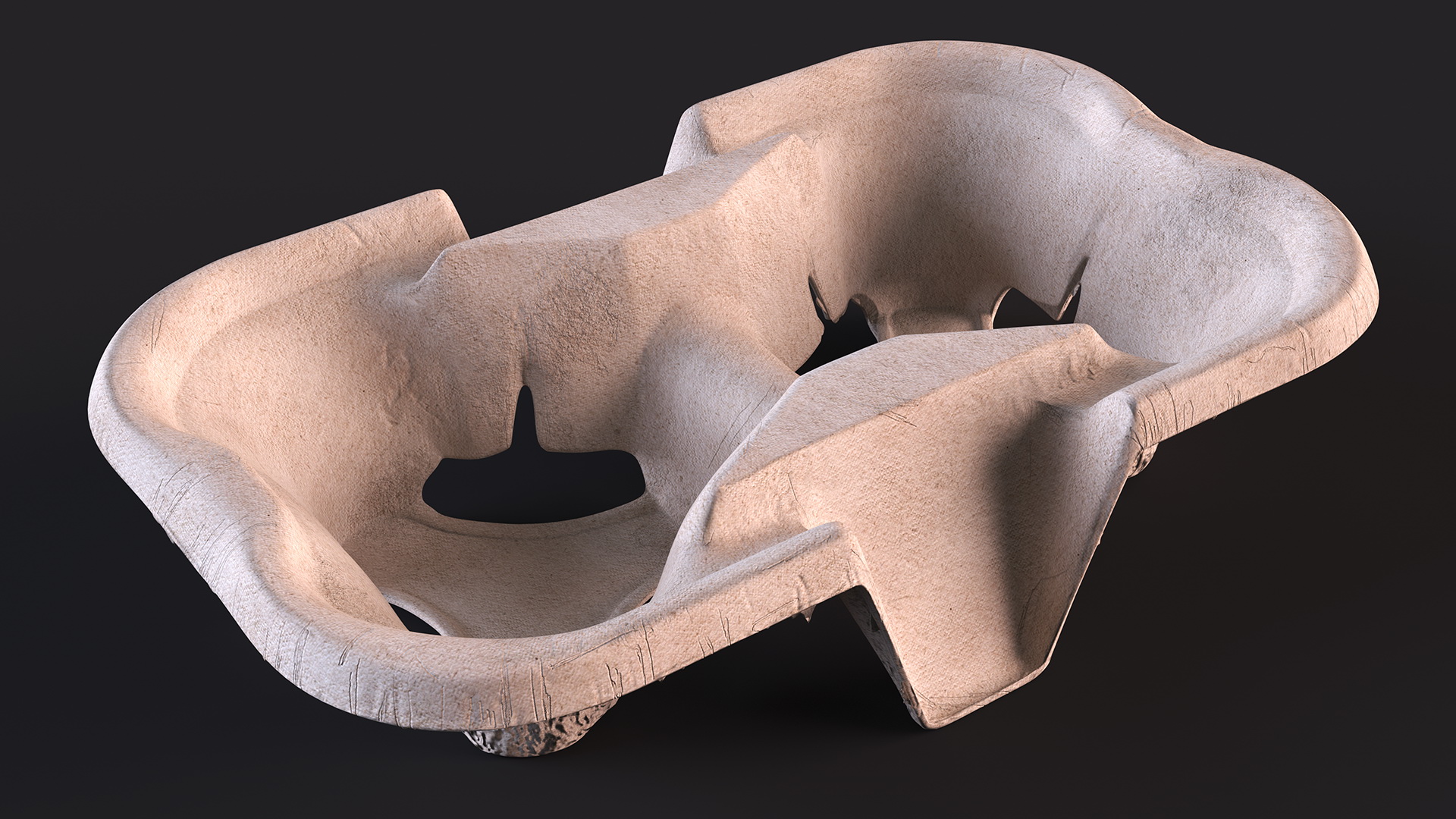 Cardboard Two Cup Holder 3D model