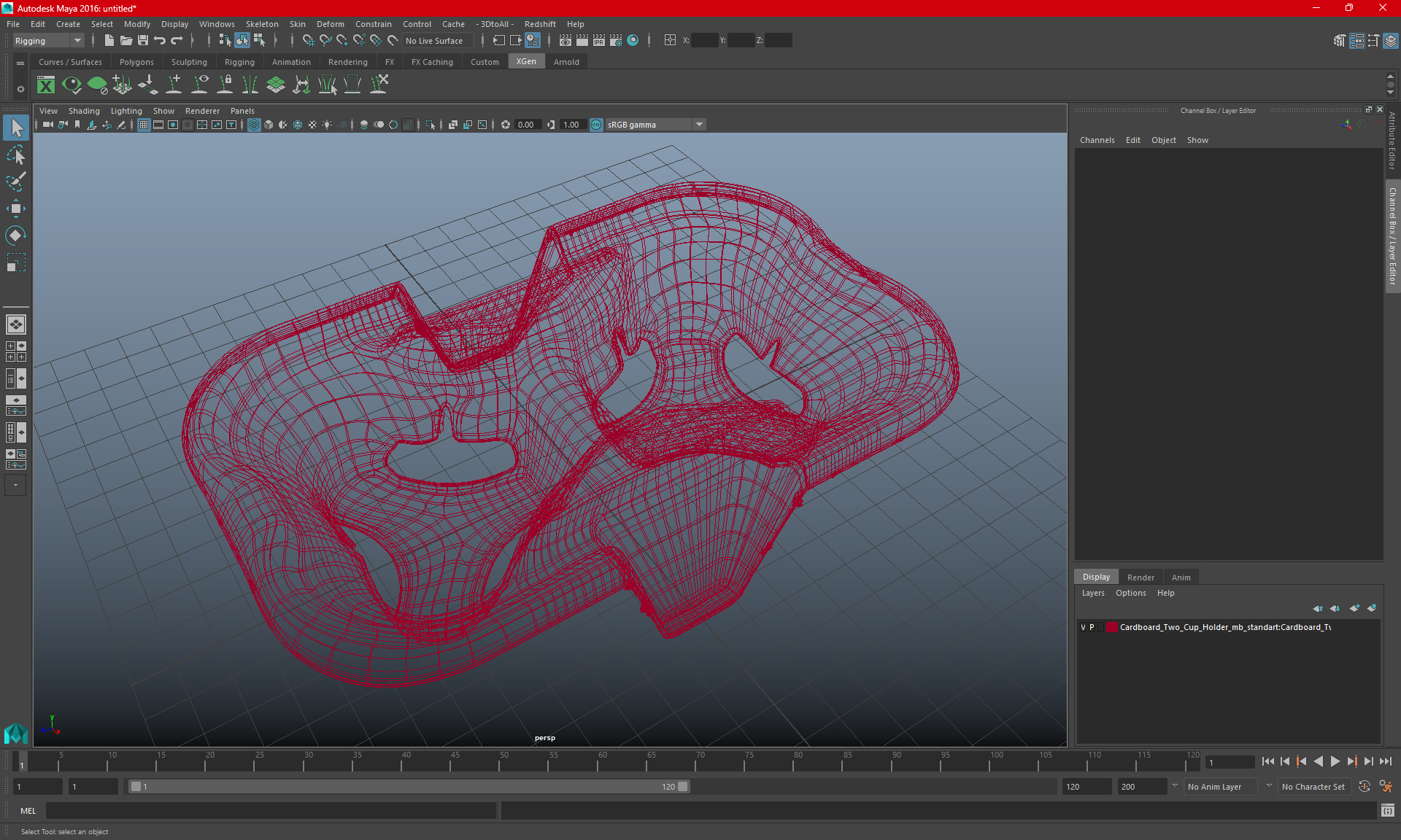 Cardboard Two Cup Holder 3D model