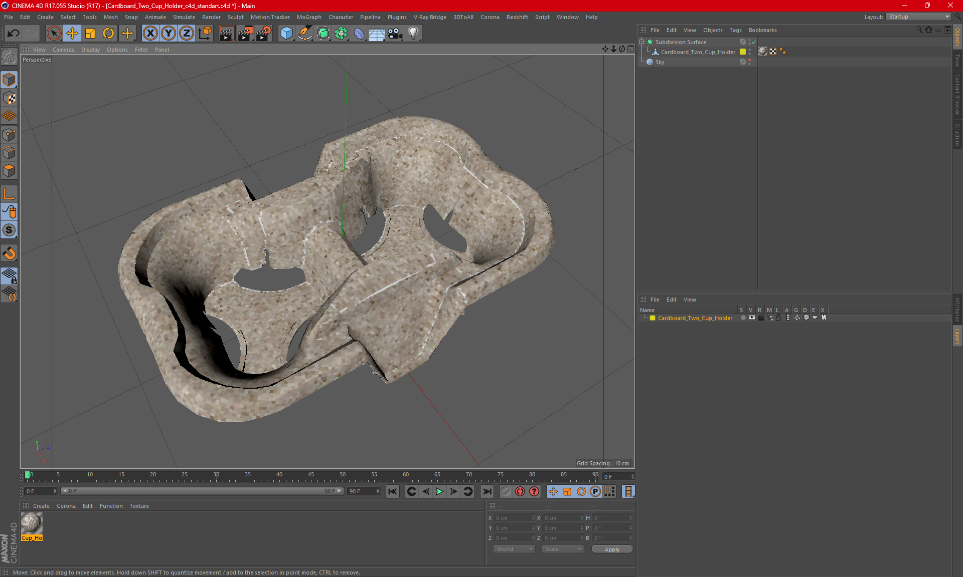 Cardboard Two Cup Holder 3D model