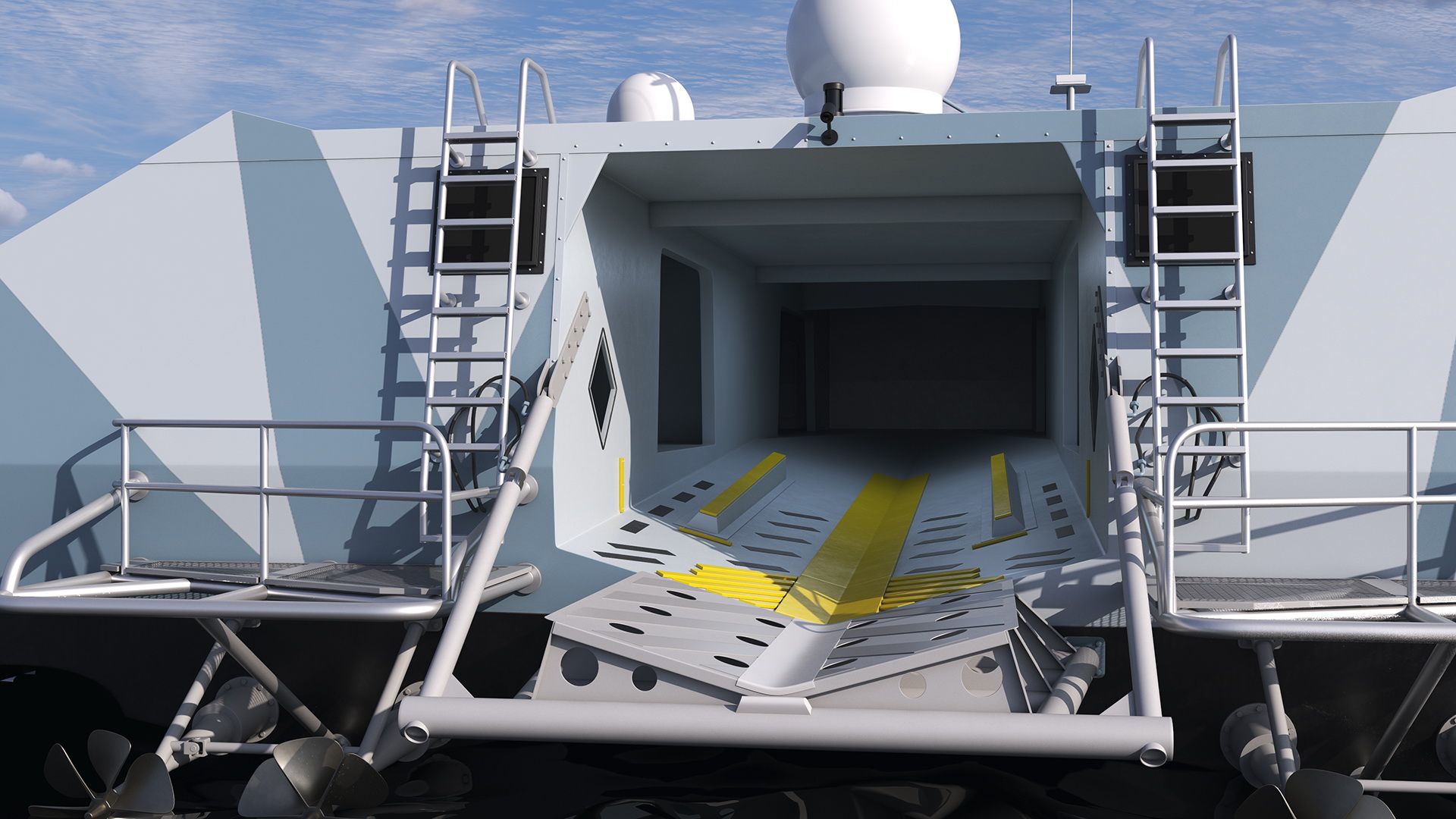 M80 Stiletto Stealth Naval Ship Rigged for Cinema 4D 3D