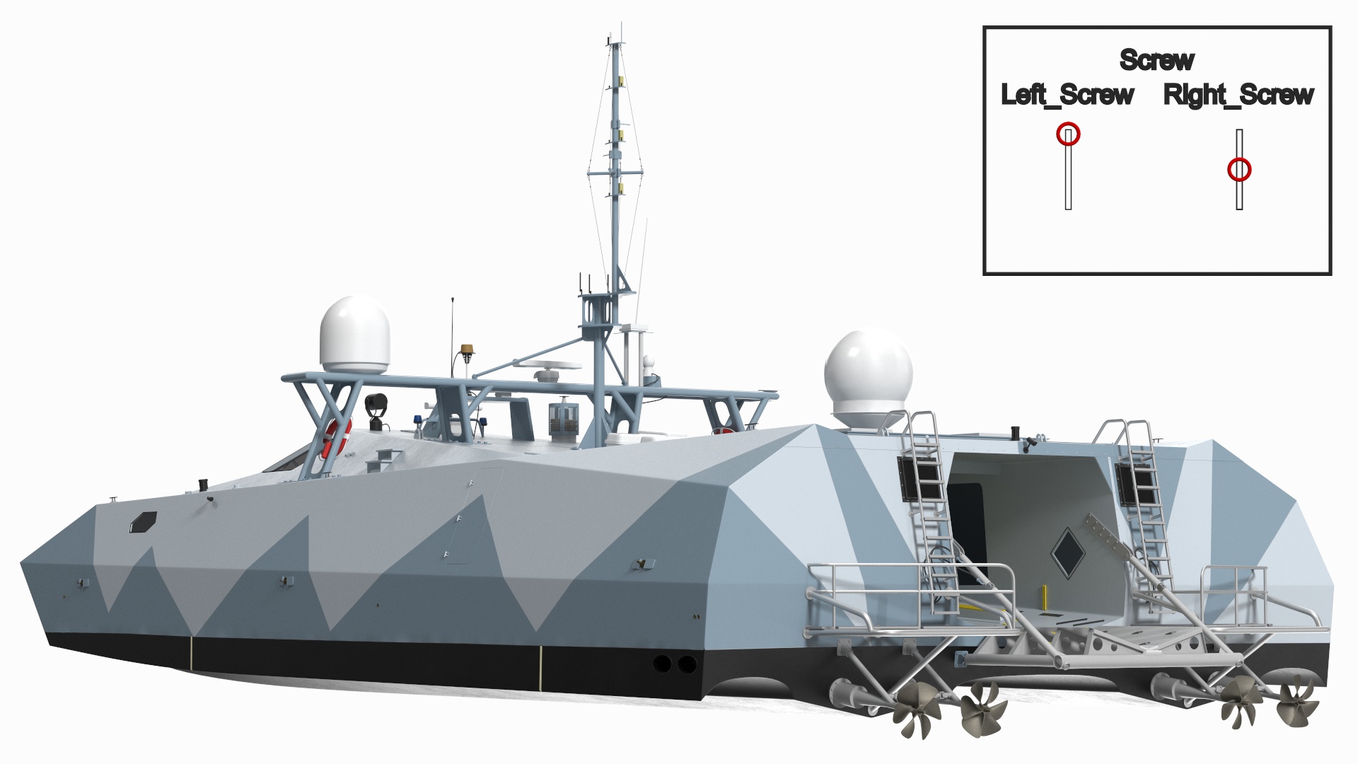 M80 Stiletto Stealth Naval Ship Rigged for Cinema 4D 3D