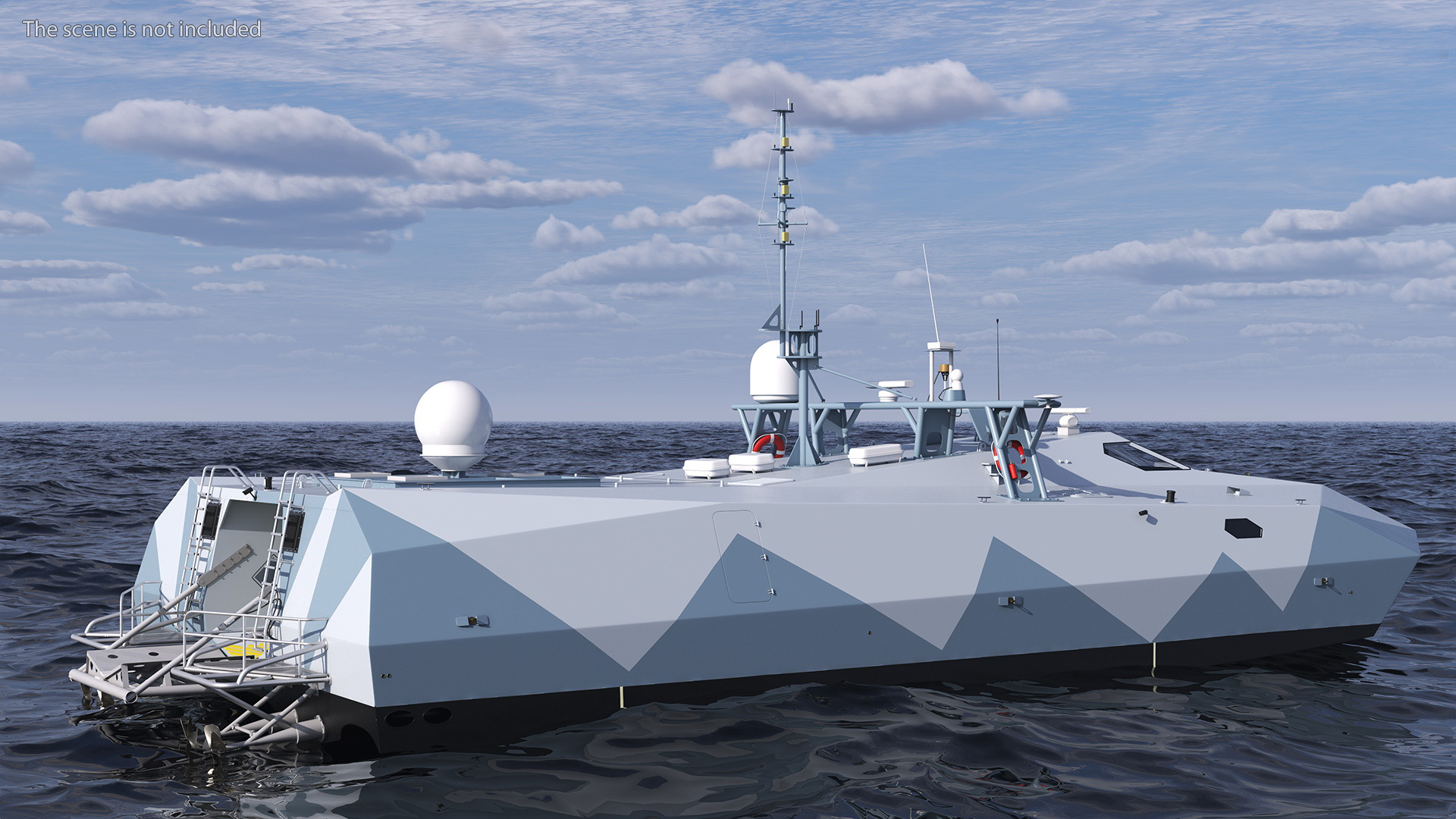 M80 Stiletto Stealth Naval Ship Rigged for Cinema 4D 3D