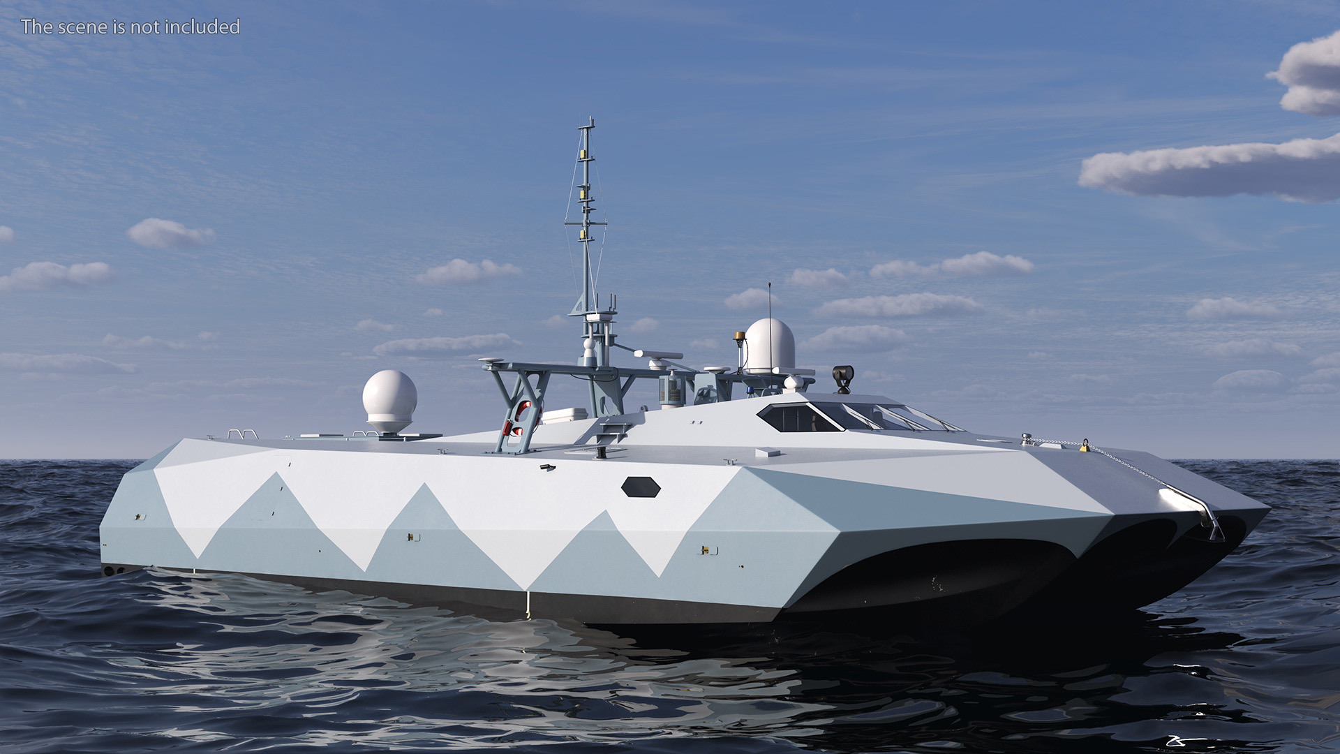 M80 Stiletto Stealth Naval Ship Rigged for Cinema 4D 3D