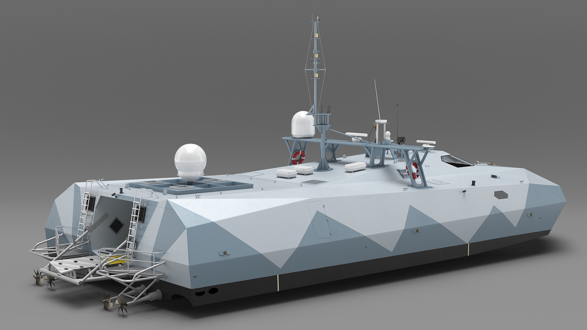 M80 Stiletto Stealth Naval Ship Rigged for Cinema 4D 3D
