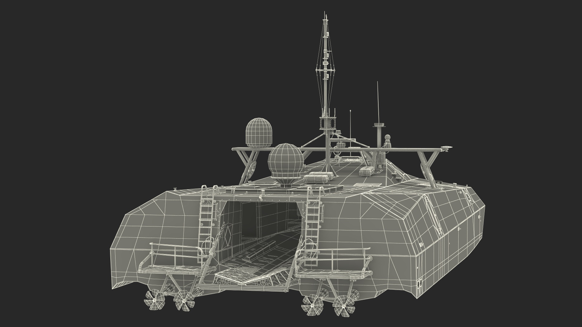 M80 Stiletto Stealth Naval Ship Rigged for Cinema 4D 3D