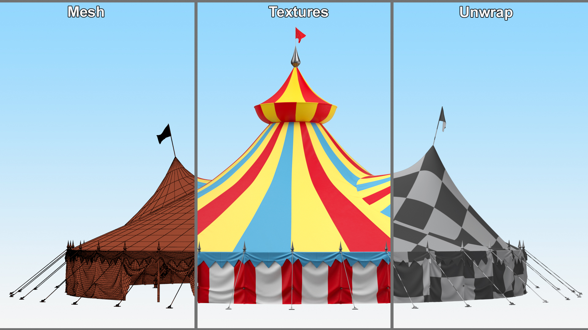3D model Round Circus Tent Multicolored