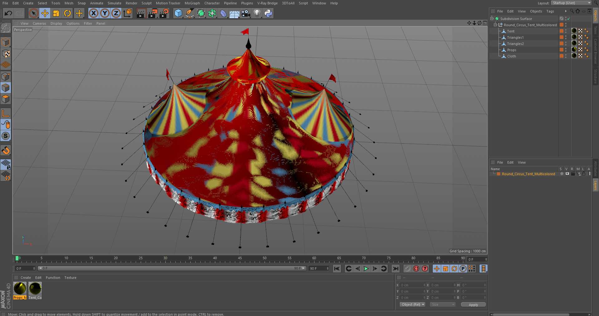 3D model Round Circus Tent Multicolored