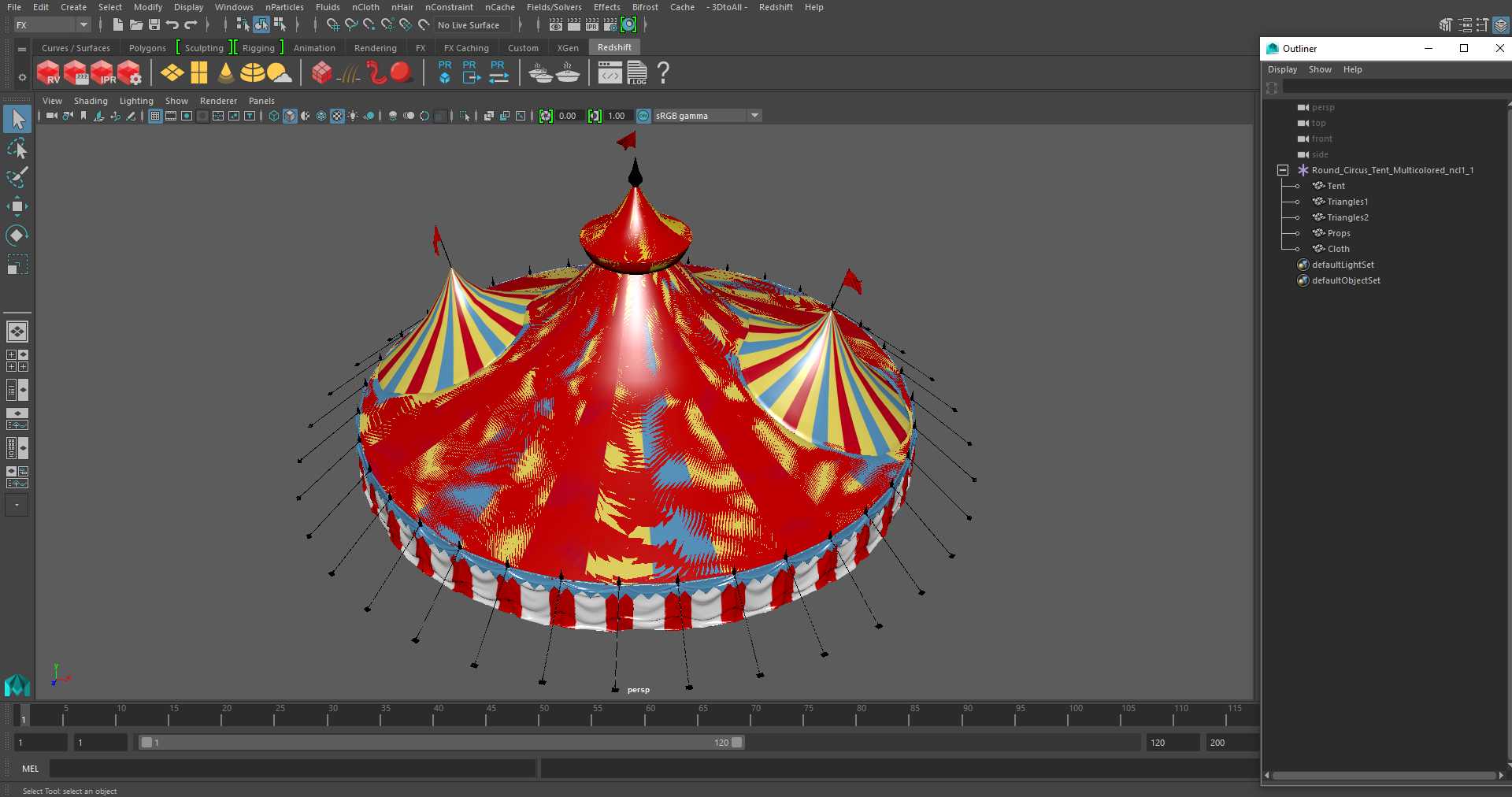 3D model Round Circus Tent Multicolored