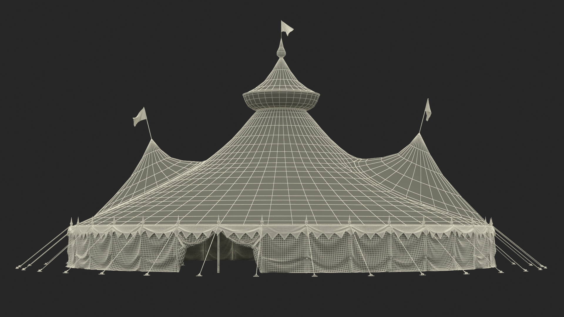 3D model Round Circus Tent Multicolored