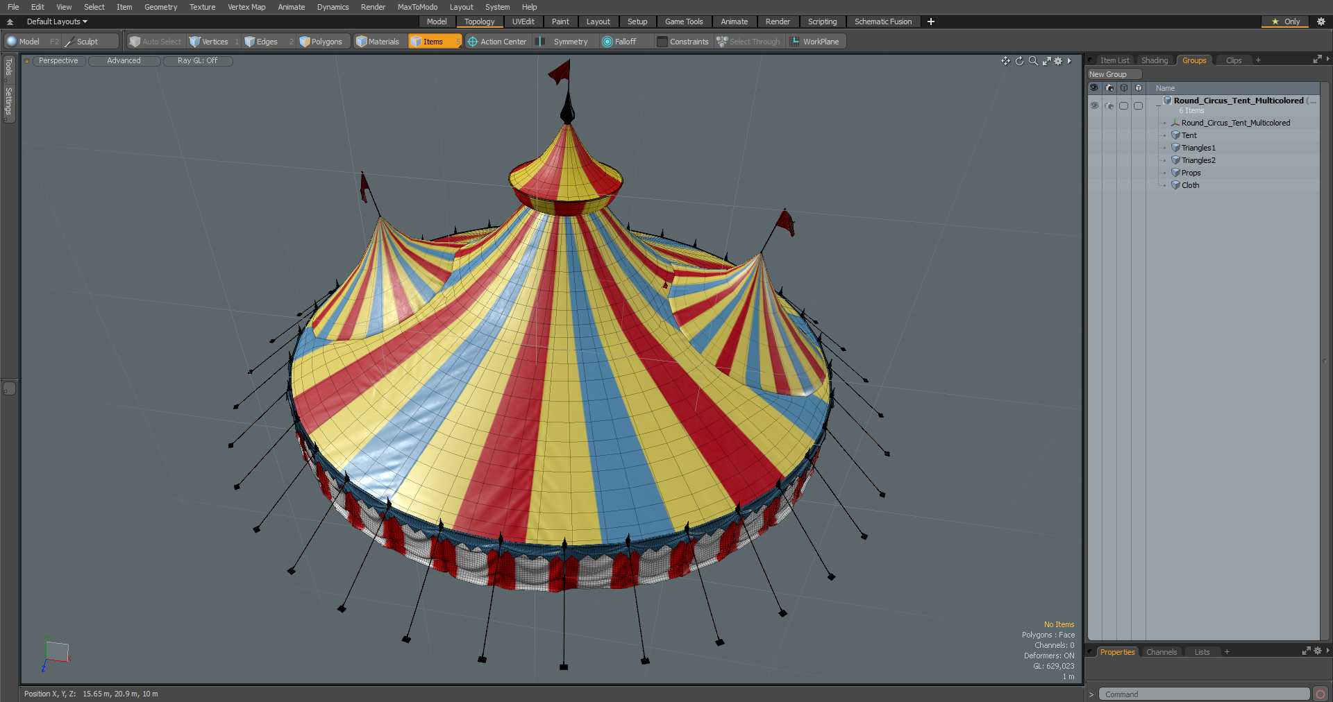 3D model Round Circus Tent Multicolored