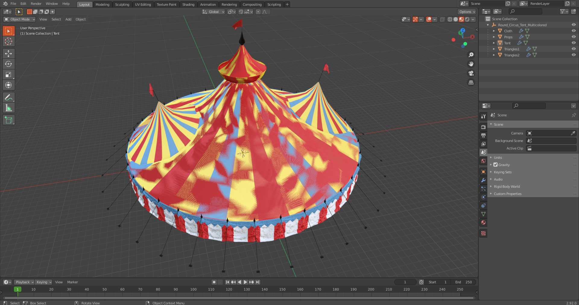 3D model Round Circus Tent Multicolored