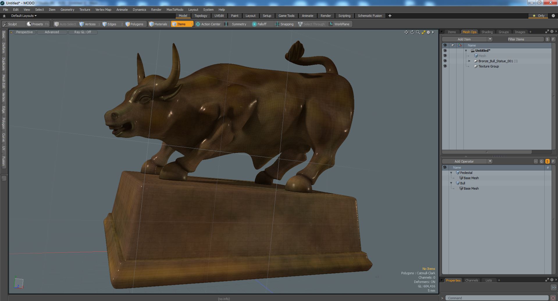3D Bronze Bull Statue model