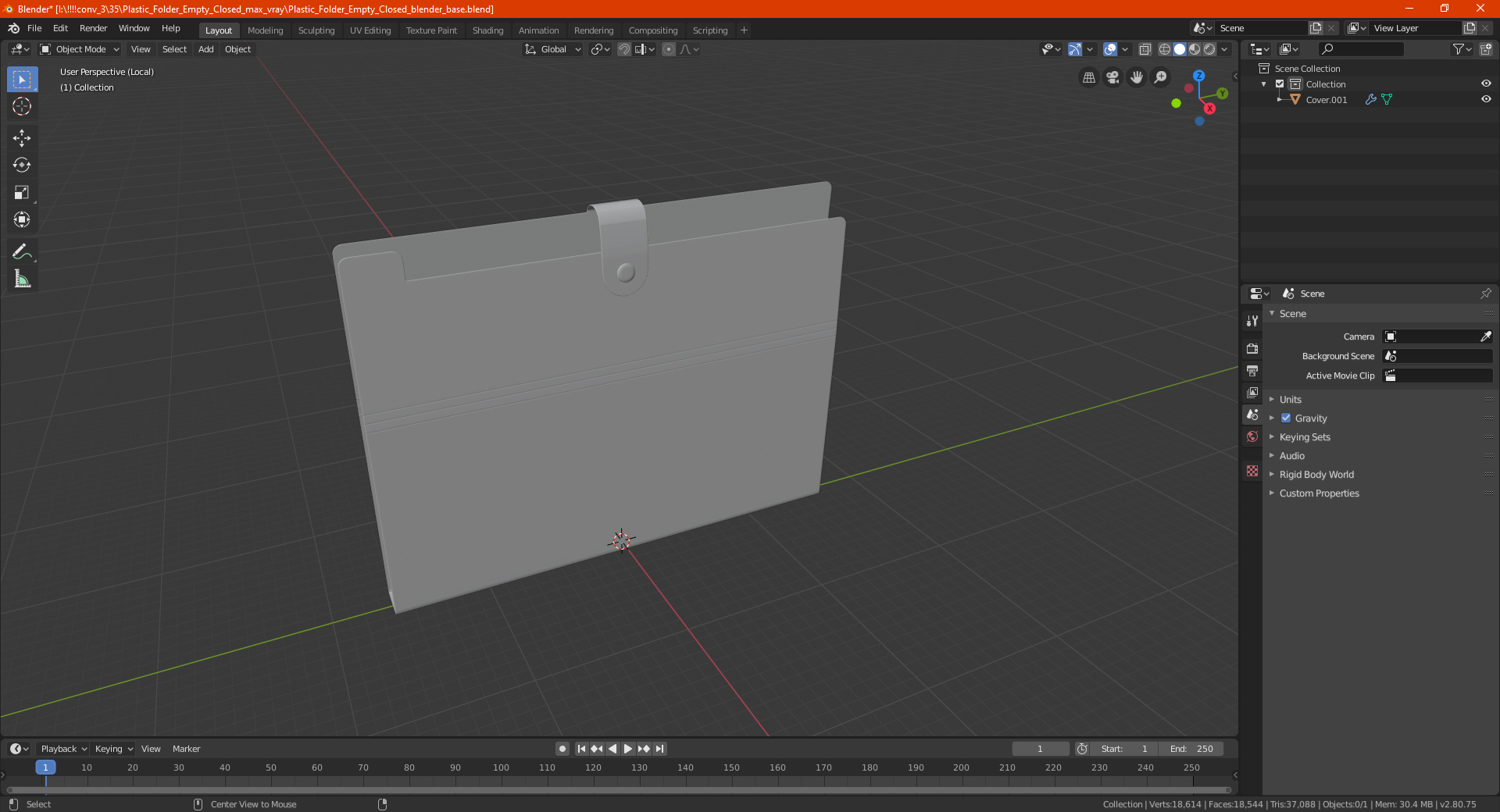 Plastic Folder Empty Closed 3D