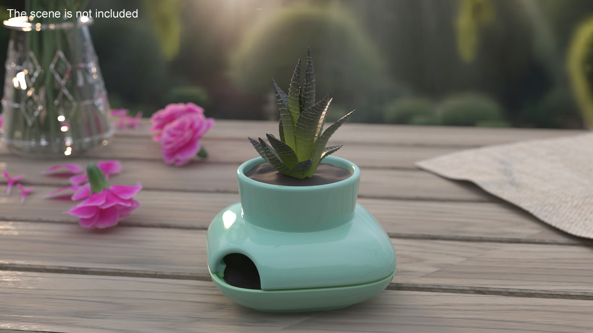 3D Stoneware Single Herb Pot Green
