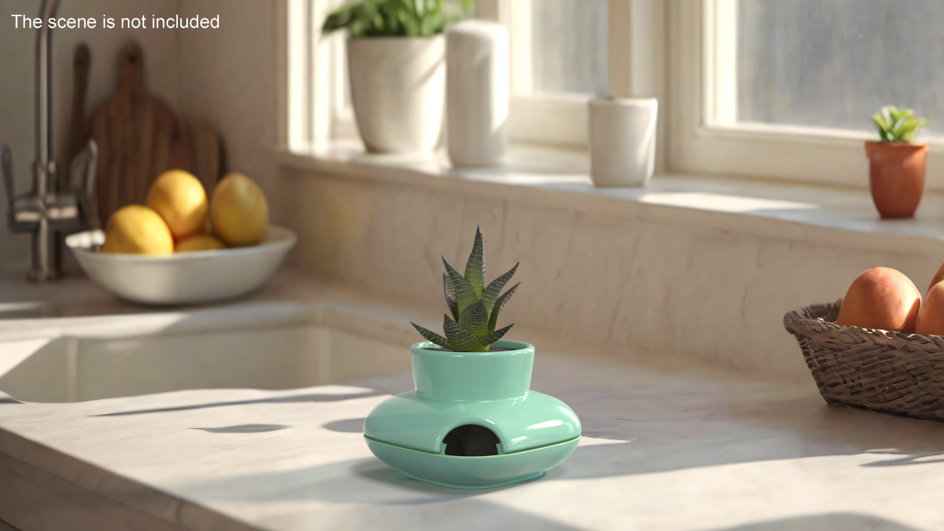3D Stoneware Single Herb Pot Green