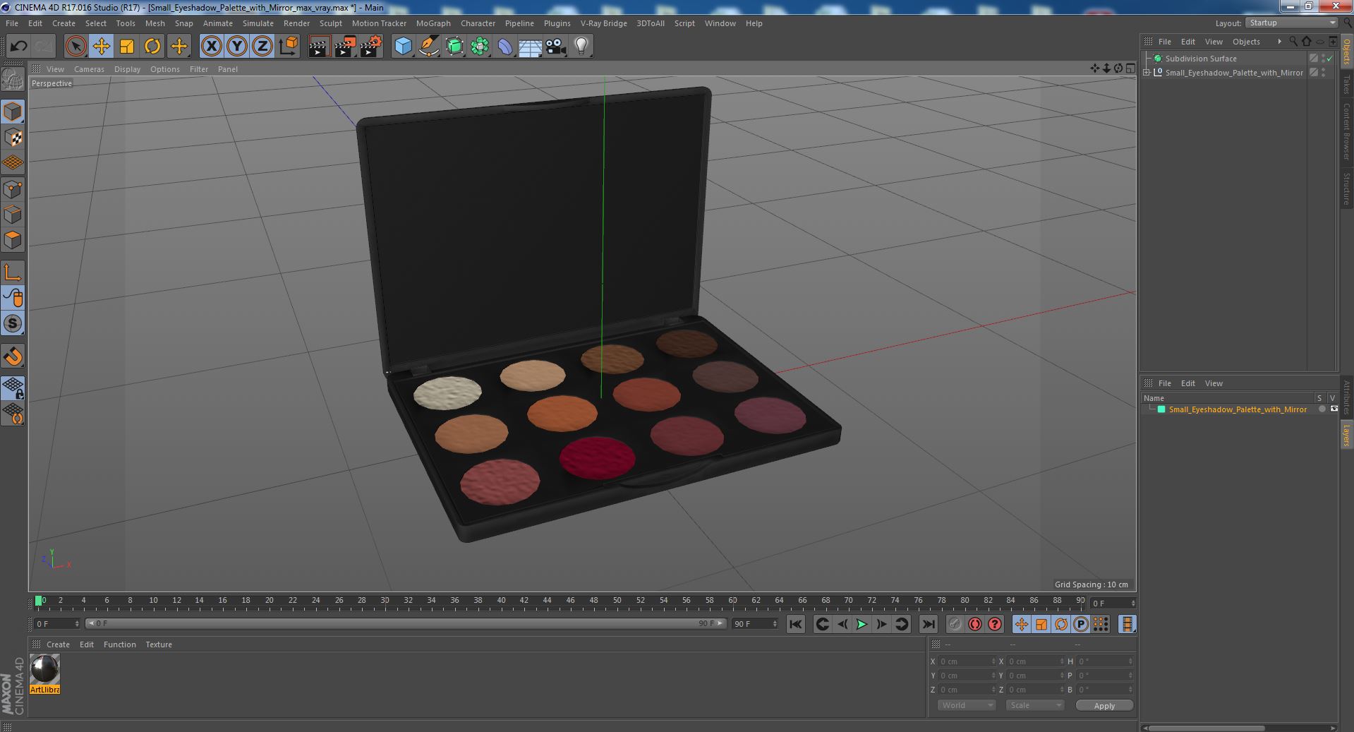 3D model Small Eyeshadow Palette with Mirror