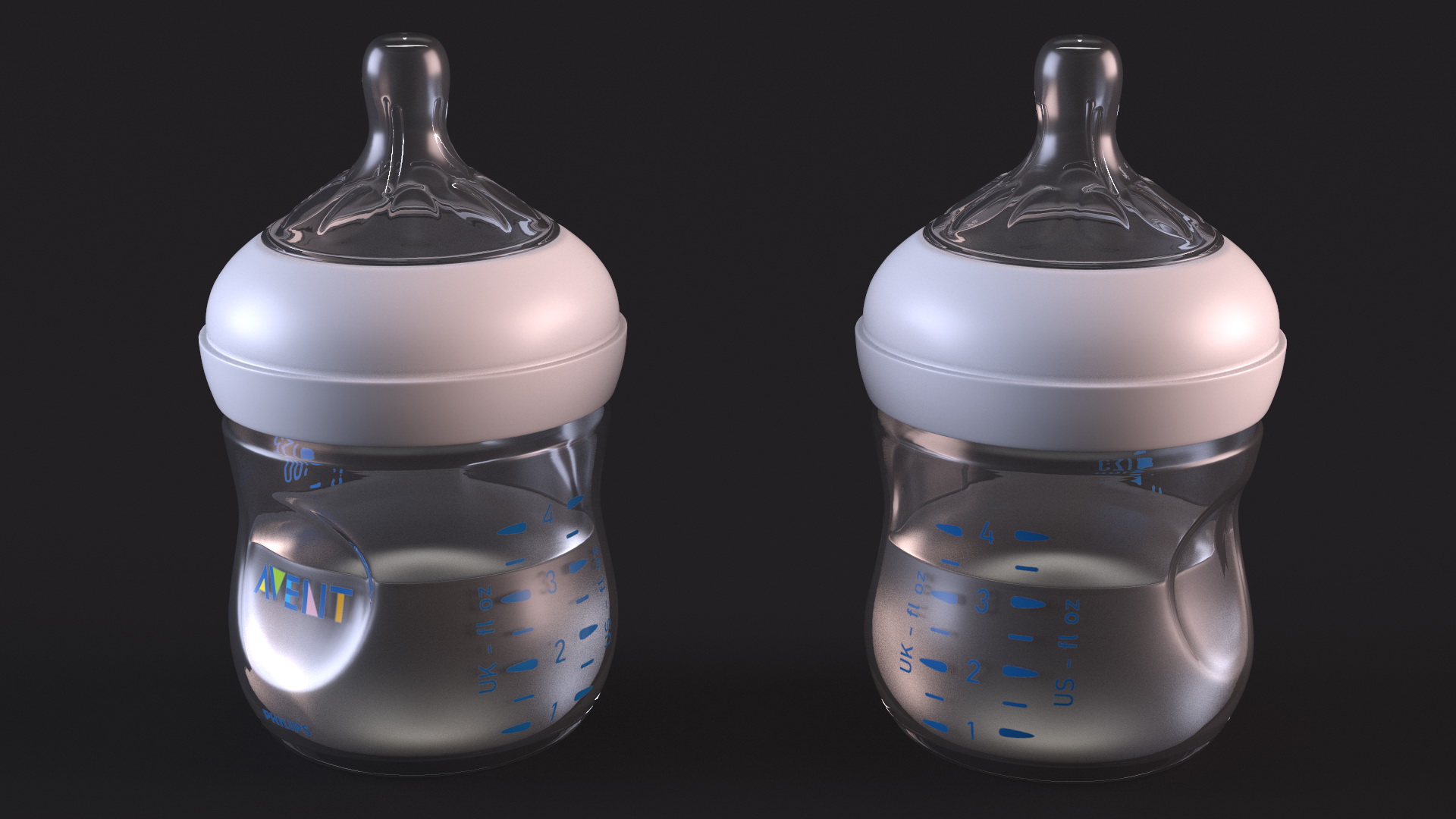 3D Philips Avent Baby Bottle with Milk and Nipple