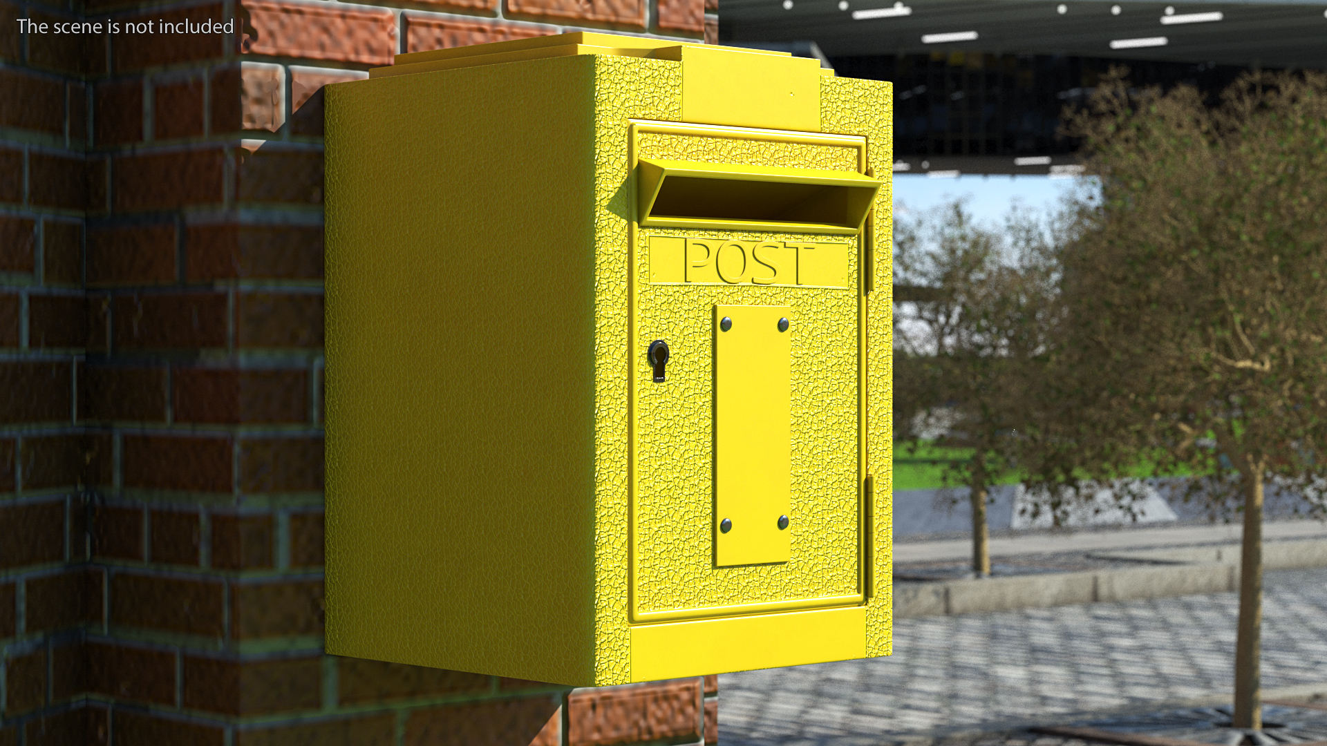 3D model Vintage Wall Mounted Yellow Mailbox